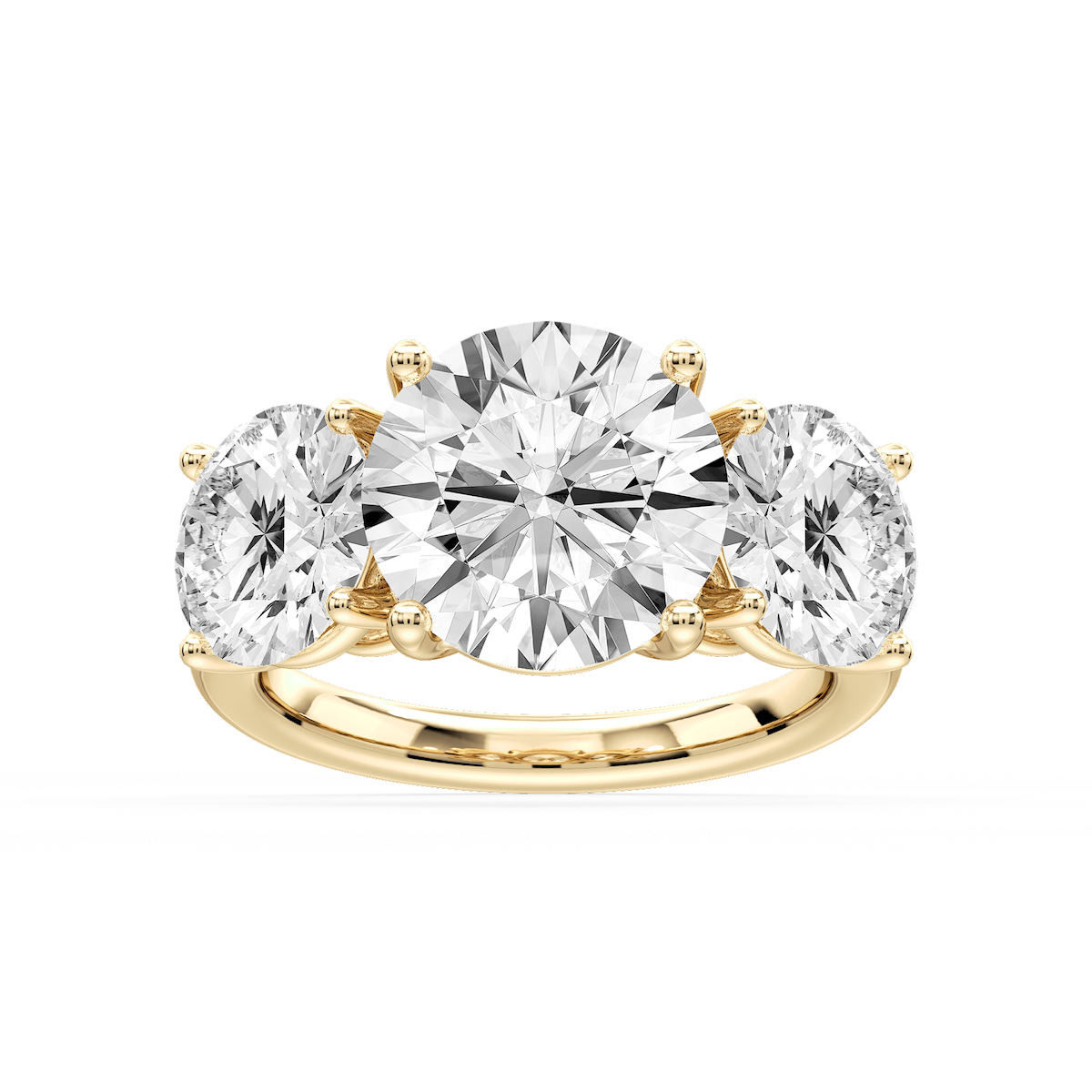 Lola Round Lab Grown Diamond Three Stone Engagement Ring