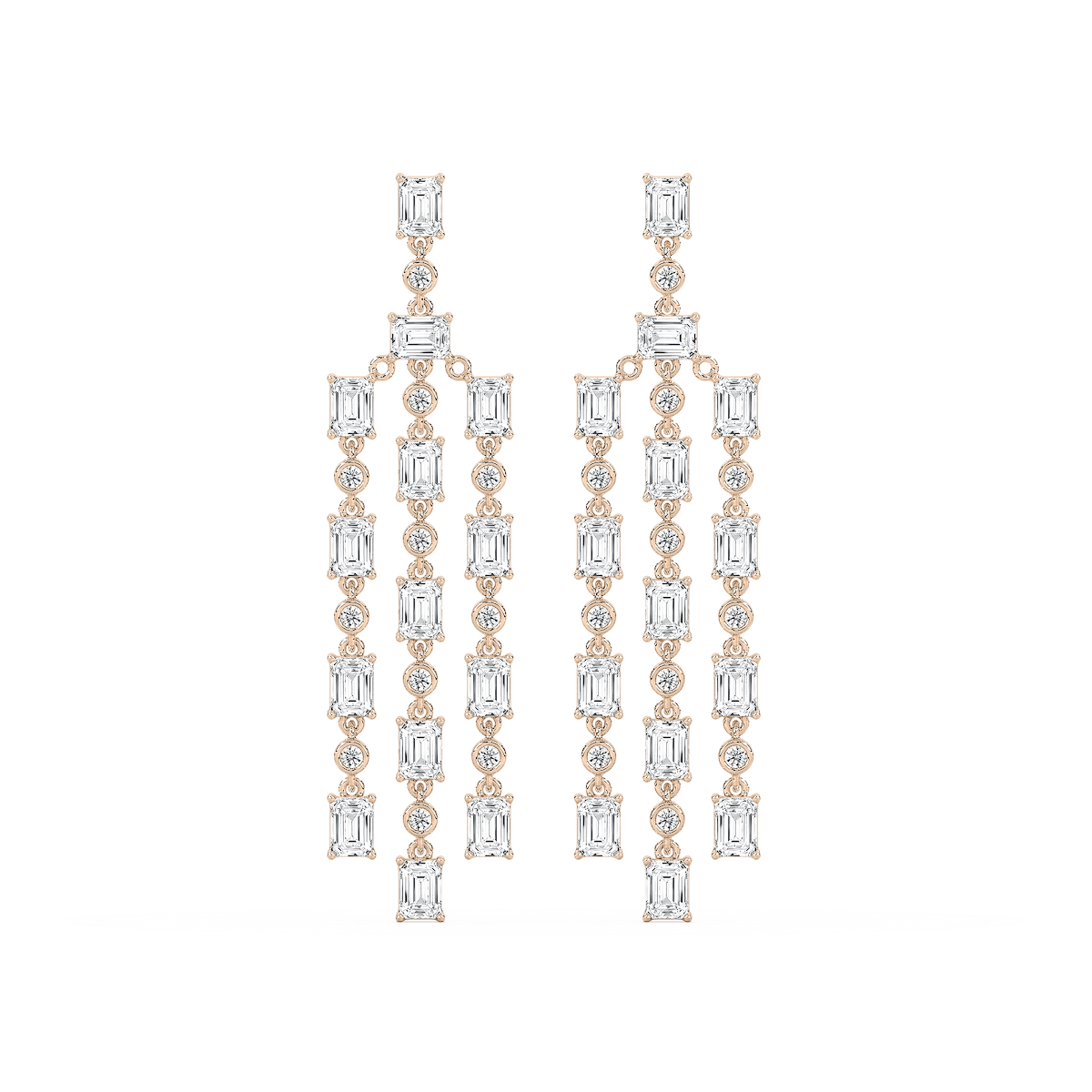 1/4 ctw Lab Grown Diamond Long Geometric Drop Earrings