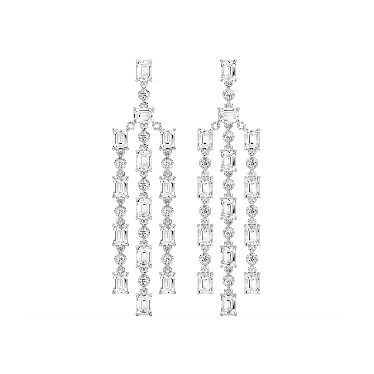 1/4 ctw Lab Grown Diamond Long Geometric Drop Earrings
