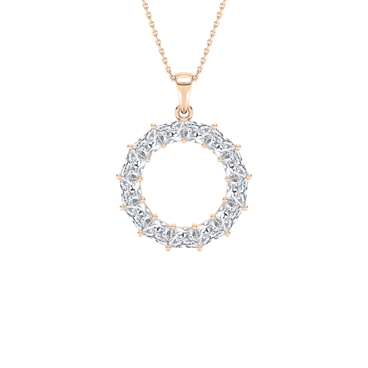 3 ¼ ctw Trapezoid Lab Grown Diamond Looking Glass Circle Pendant - 18 Inches