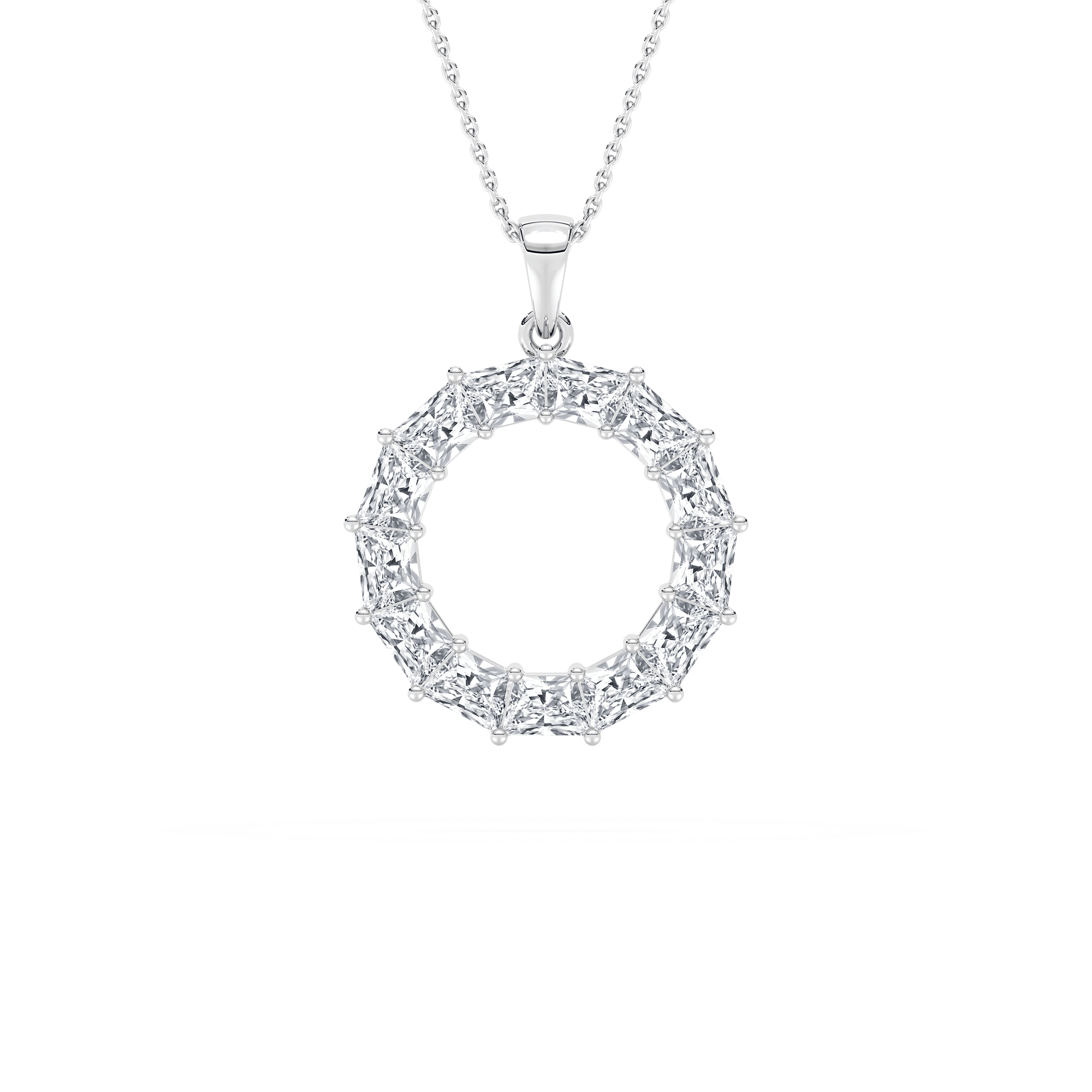 3 ¼ ctw Trapezoid Lab Grown Diamond Looking Glass Circle Pendant - 18 Inches
