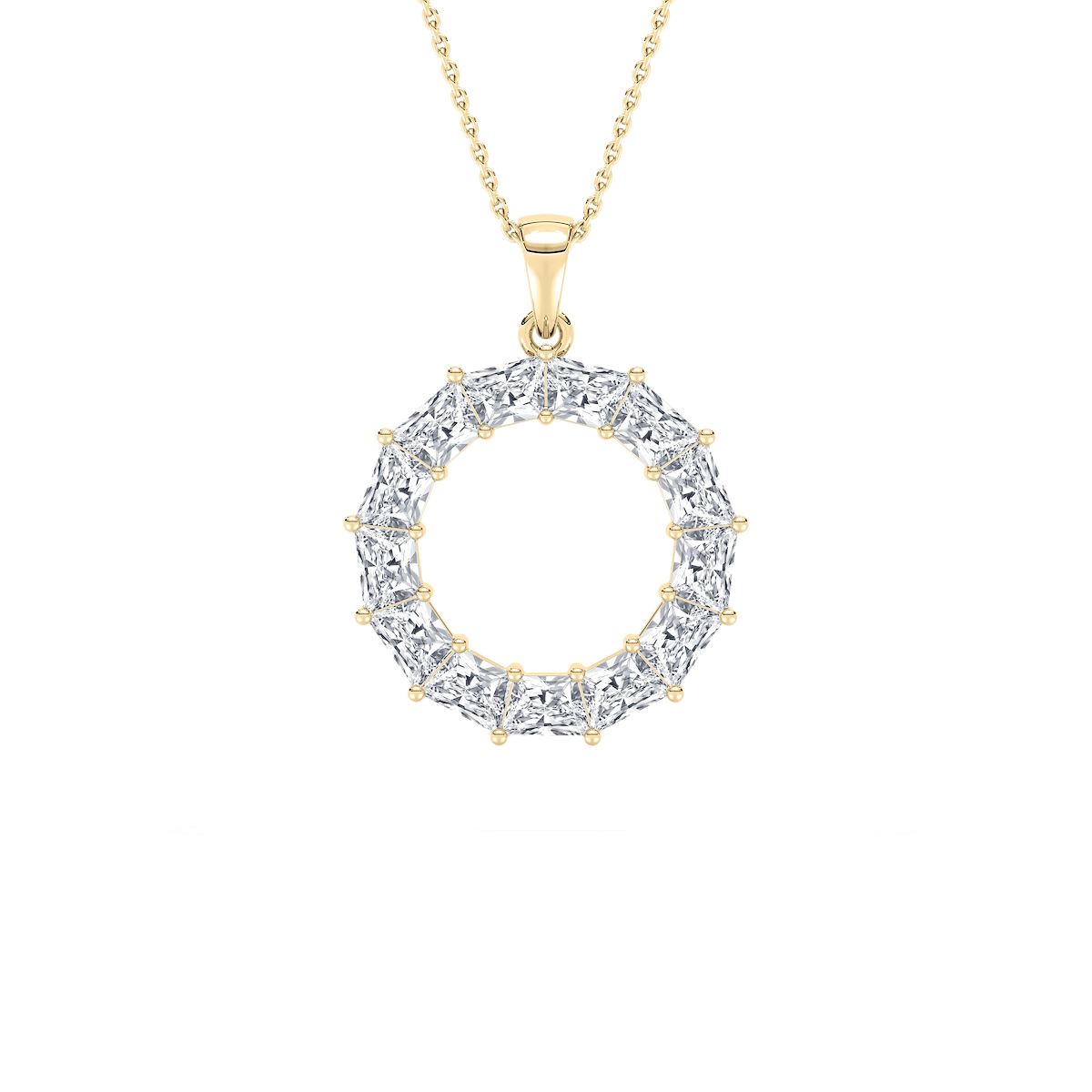 3 ¼ ctw Trapezoid Lab Grown Diamond Looking Glass Circle Pendant - 18 Inches