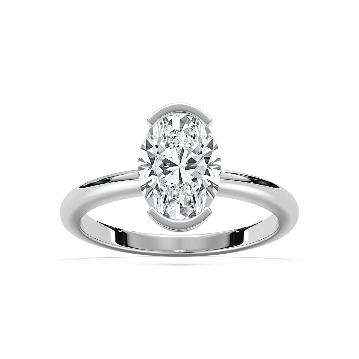 Louisa 2 ²⁄₃ ctw Oval Lab Grown Diamond Semi Bezel Solitaire Engagement Ring