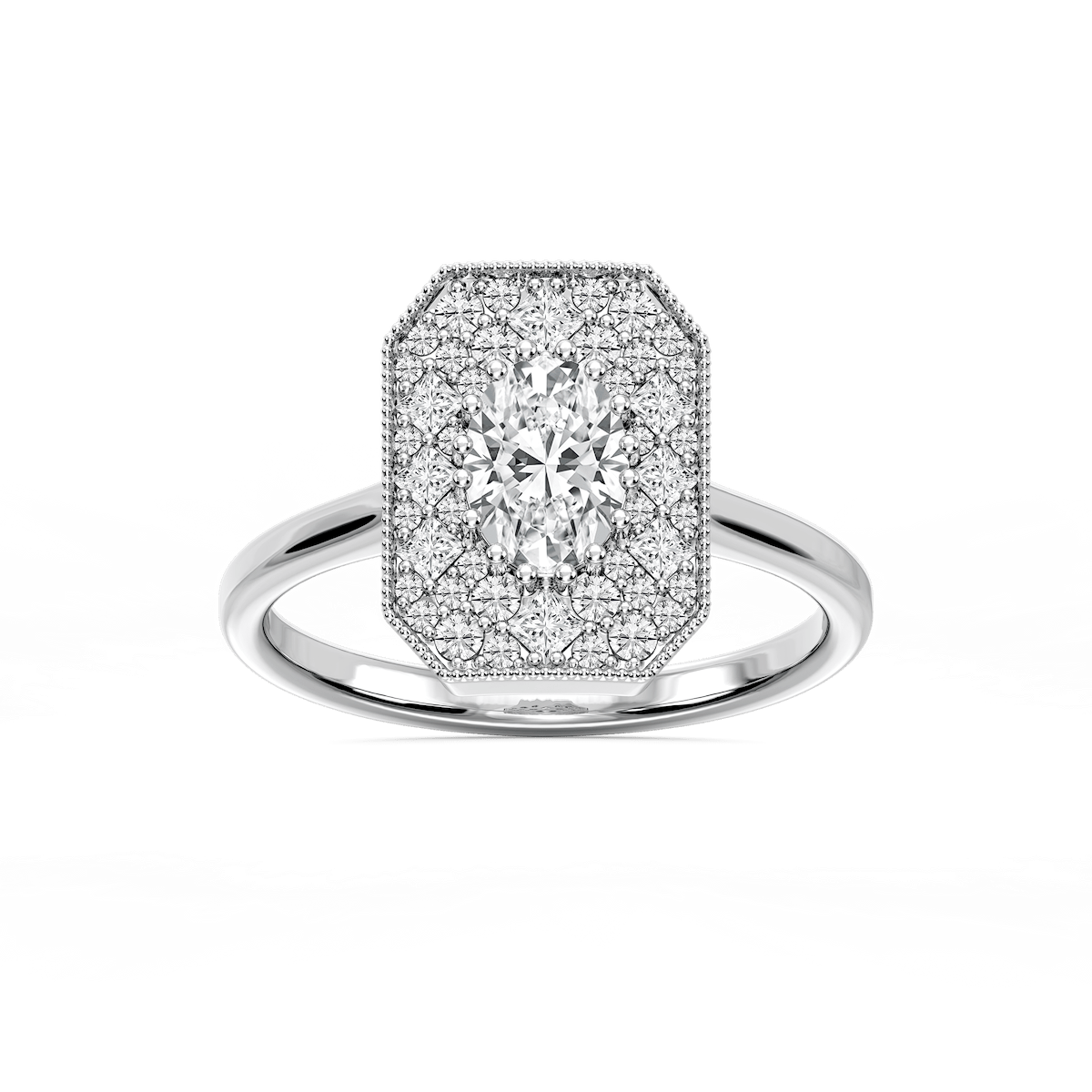 Lucia 1 ⅕ ctw Oval, Round, and Princess Lab Grown Diamond Multi Shape Halo Vintage Promise Ring