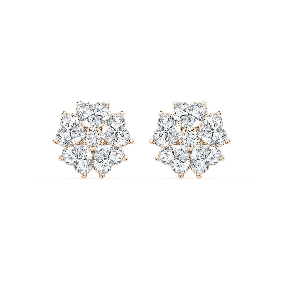 Lucky Heart Stud Earrings in 14K Rose Gold