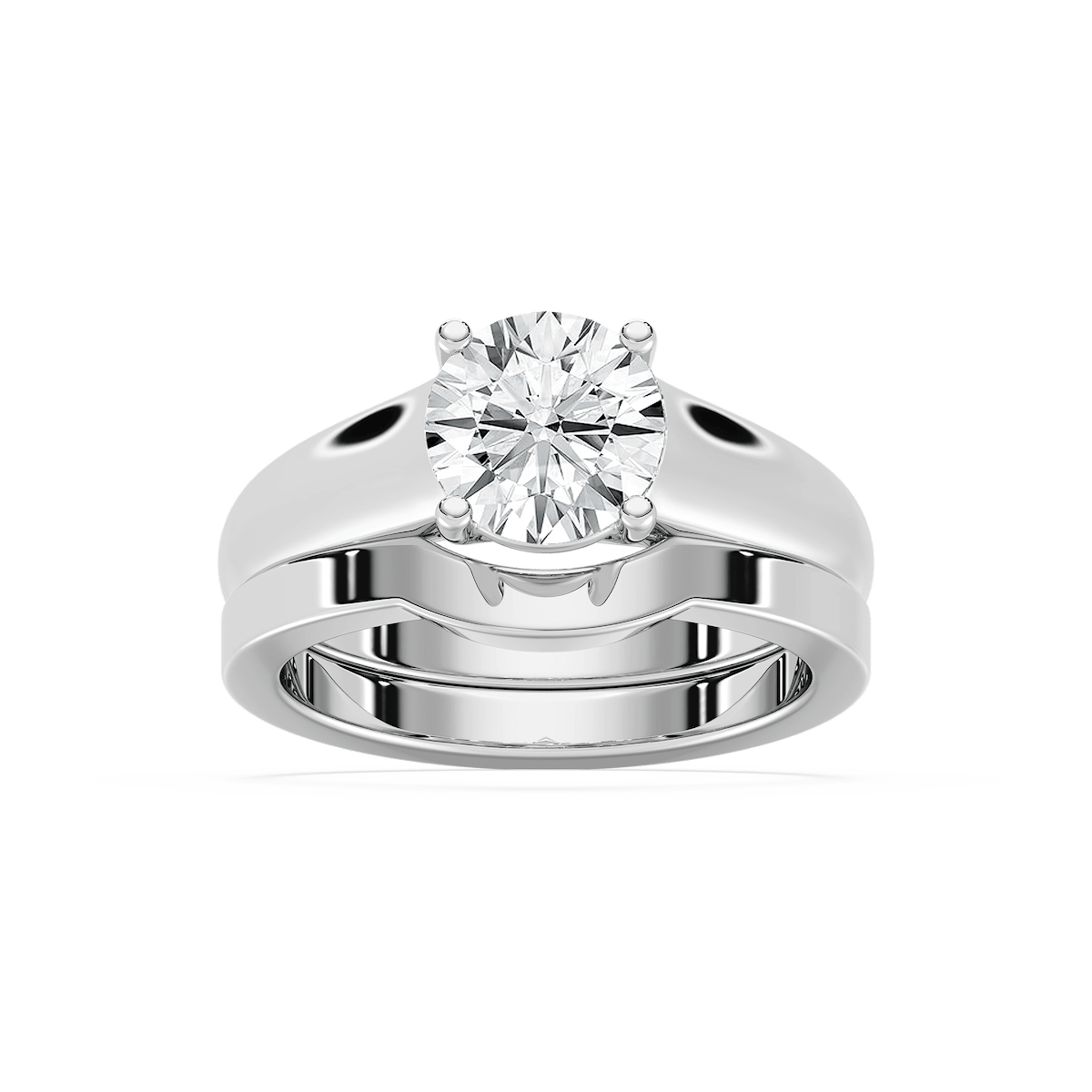 Lucy Lab Grown Diamond Wide Cathedral Solitaire Wedding Set