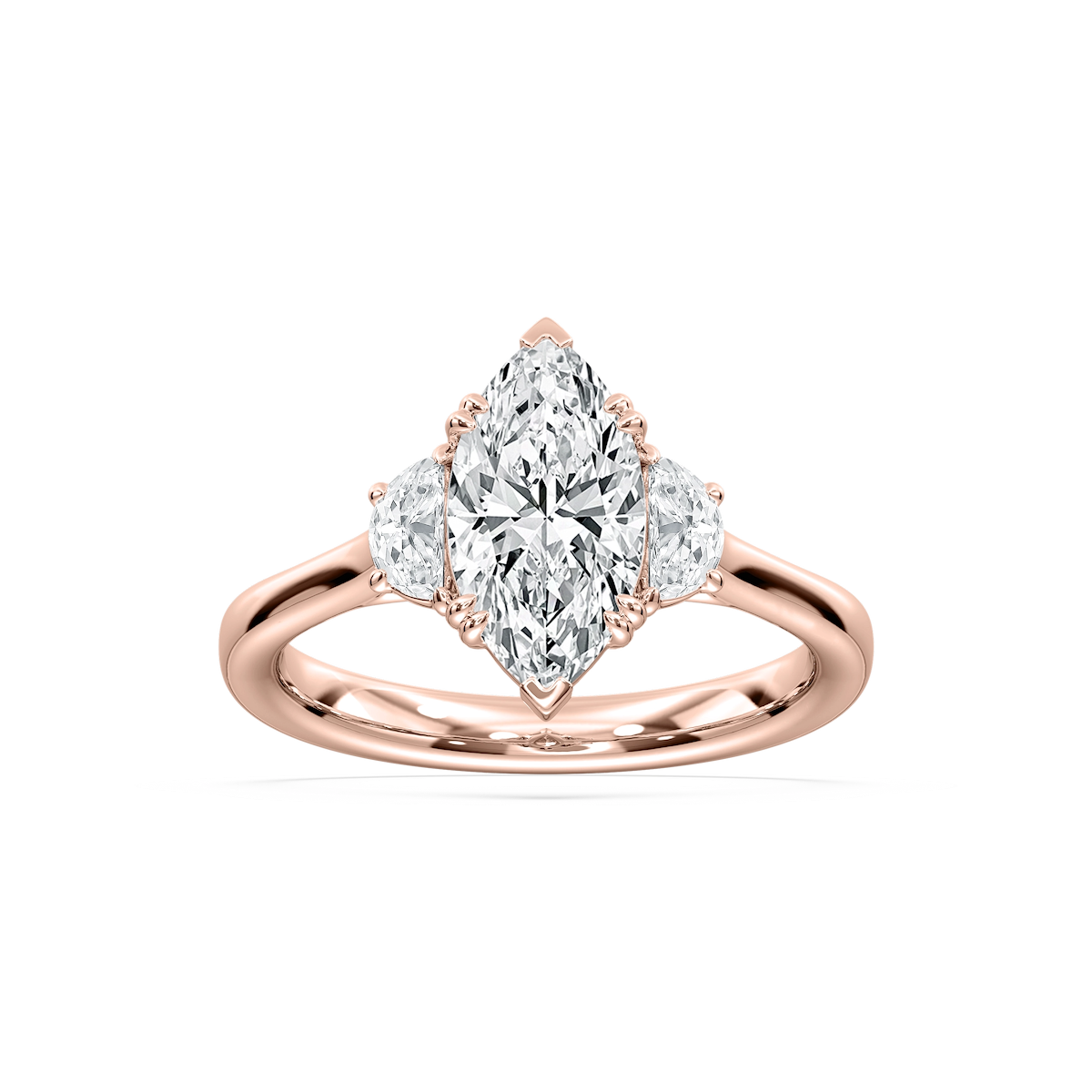 Luna 2 ½ ctw Marquise Lab Grown Diamond Half Moon Double Prong Engagement Ring