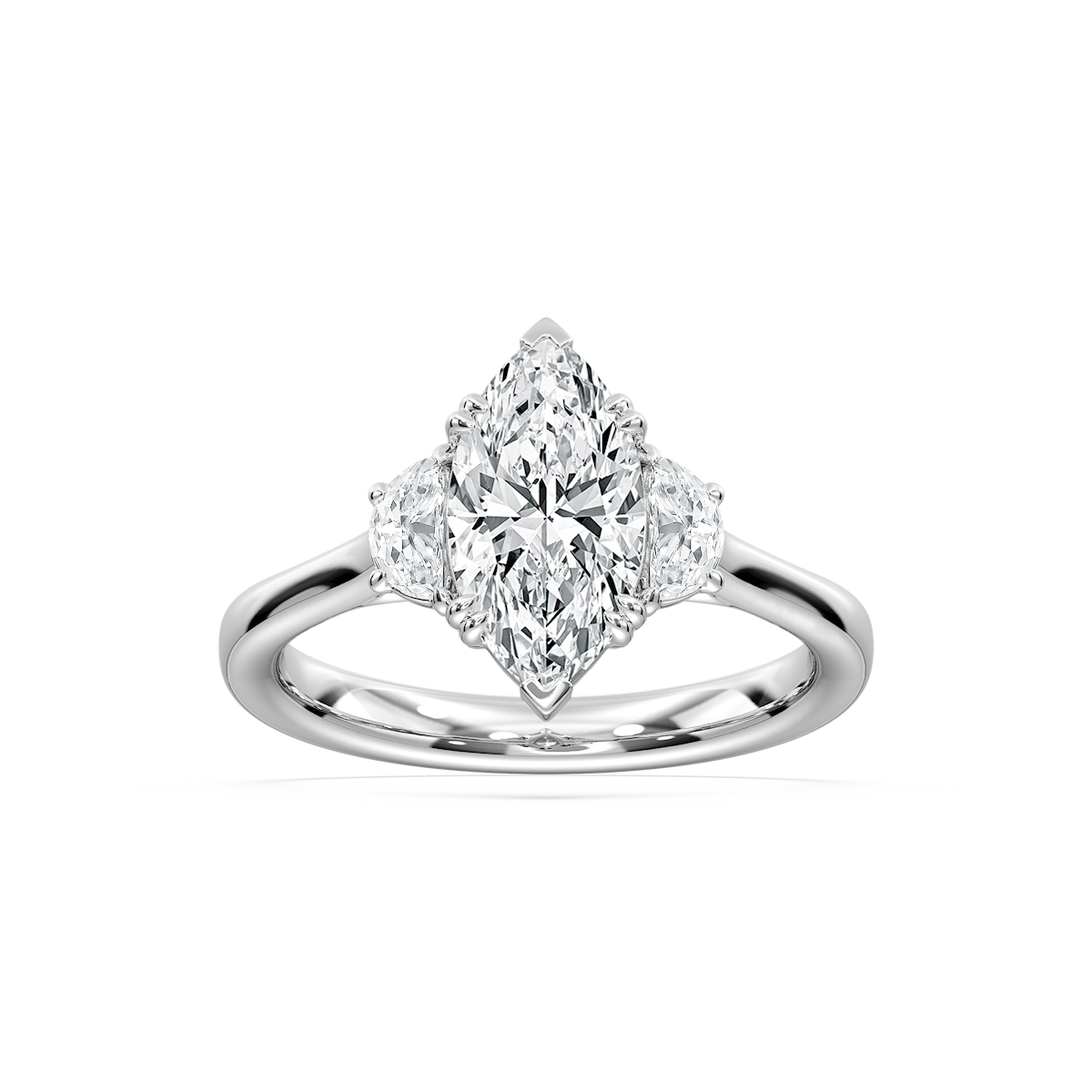 Luna 2 ½ ctw Marquise Lab Grown Diamond Half Moon Double Prong Engagement Ring