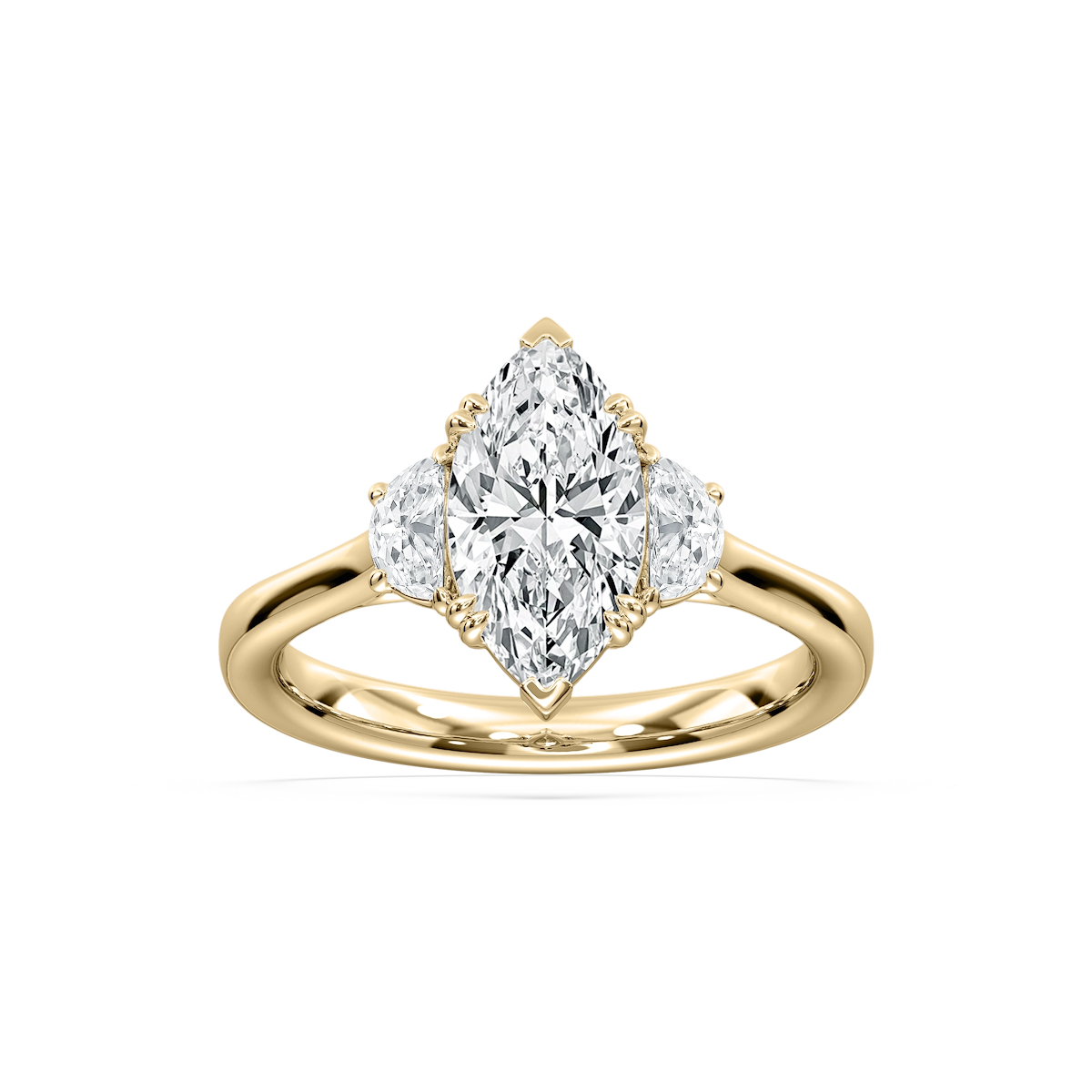 Luna 2 ½ ctw Marquise Lab Grown Diamond Half Moon Double Prong Engagement Ring