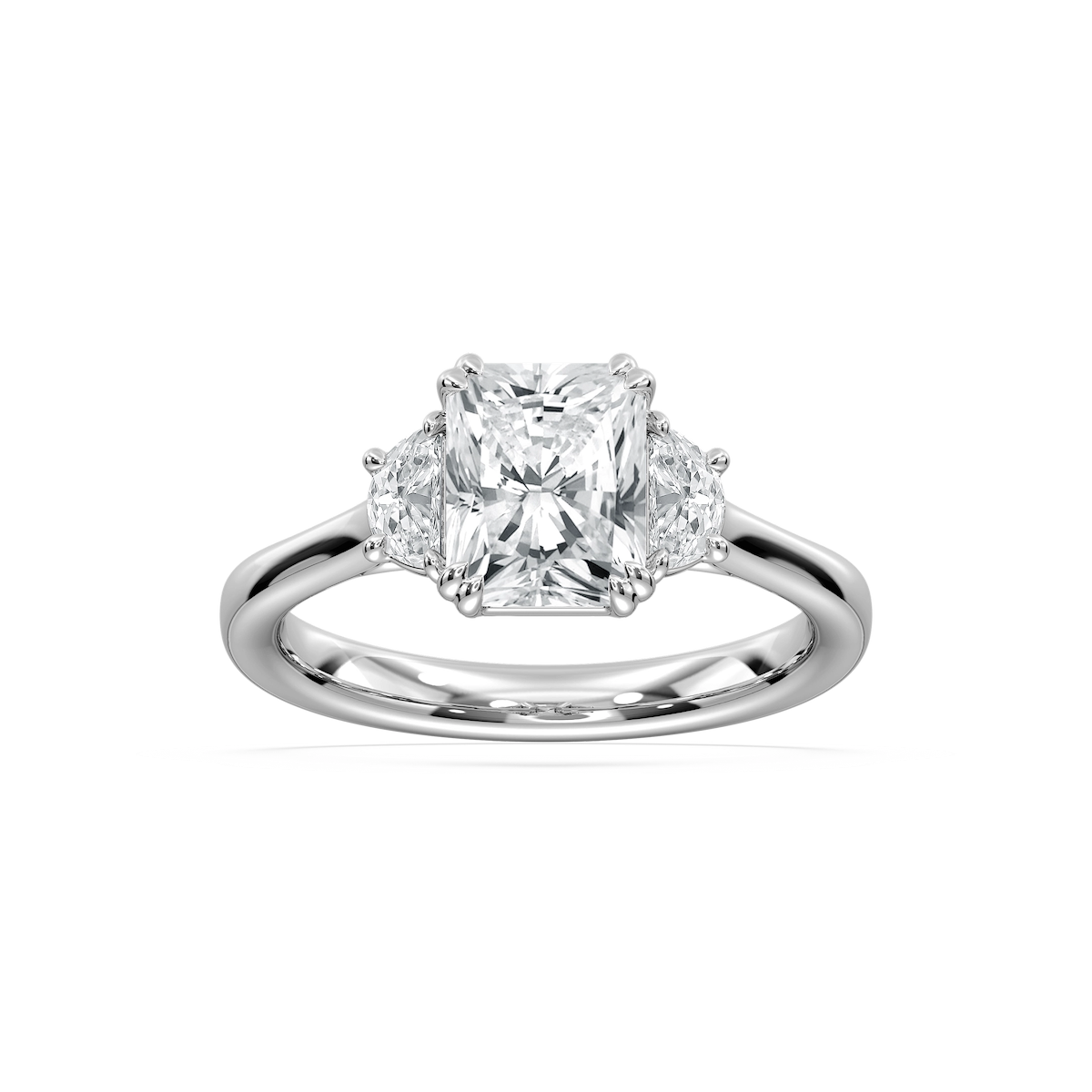 Luna 2 ½ ctw Radiant Lab Grown Diamond Half Moon Double Prong Engagement Ring