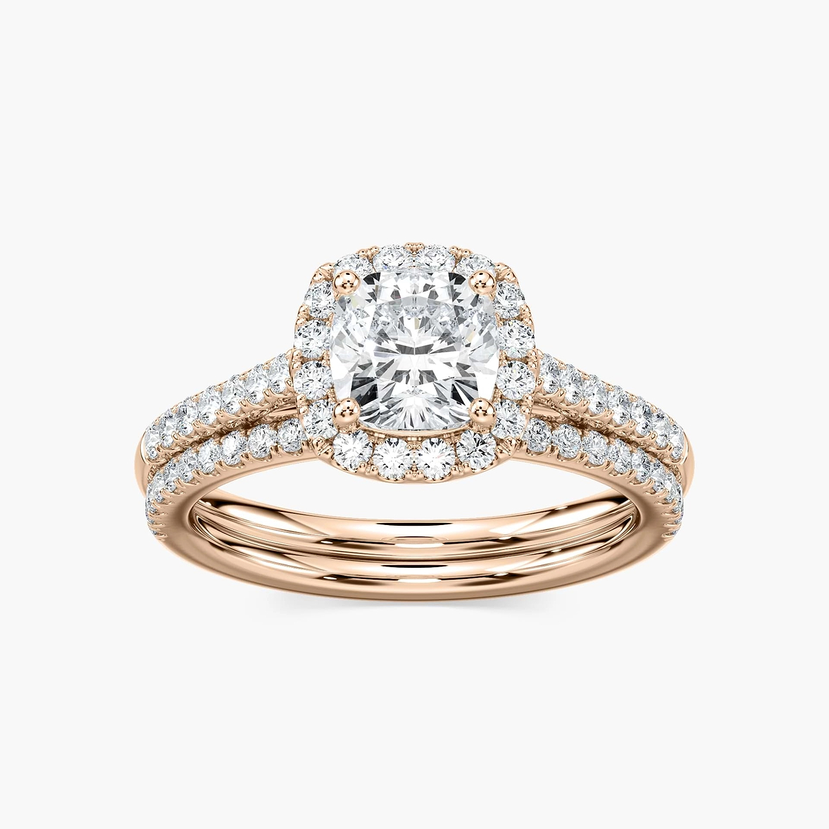 Luxe Lab Grown Diamond Halo Classic Prong Wedding Set
