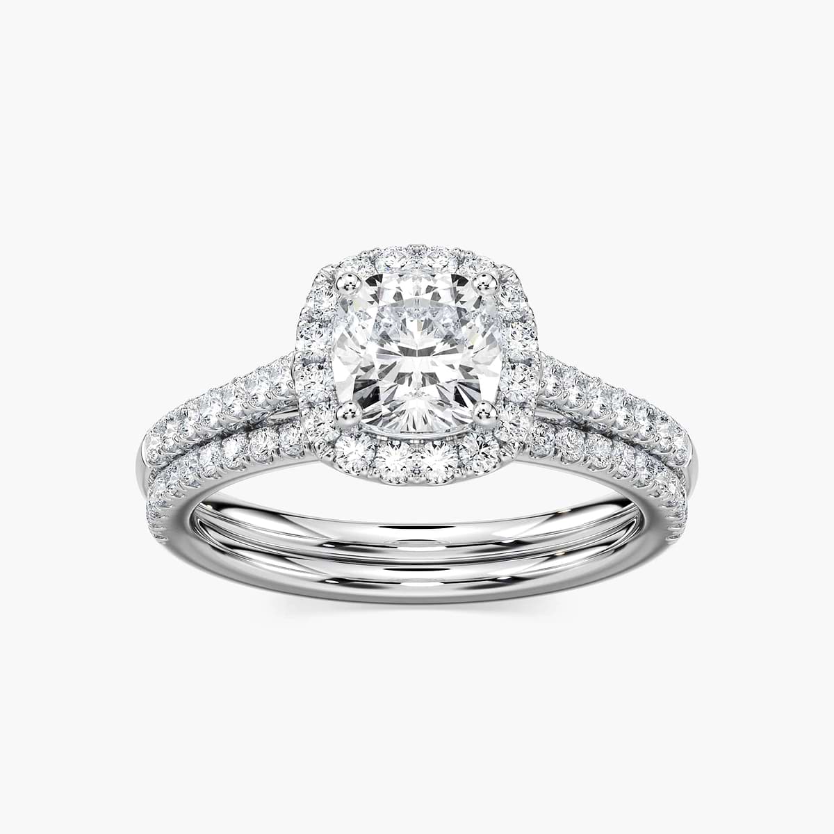 Luxe Lab Grown Diamond Halo Classic Prong Wedding Set