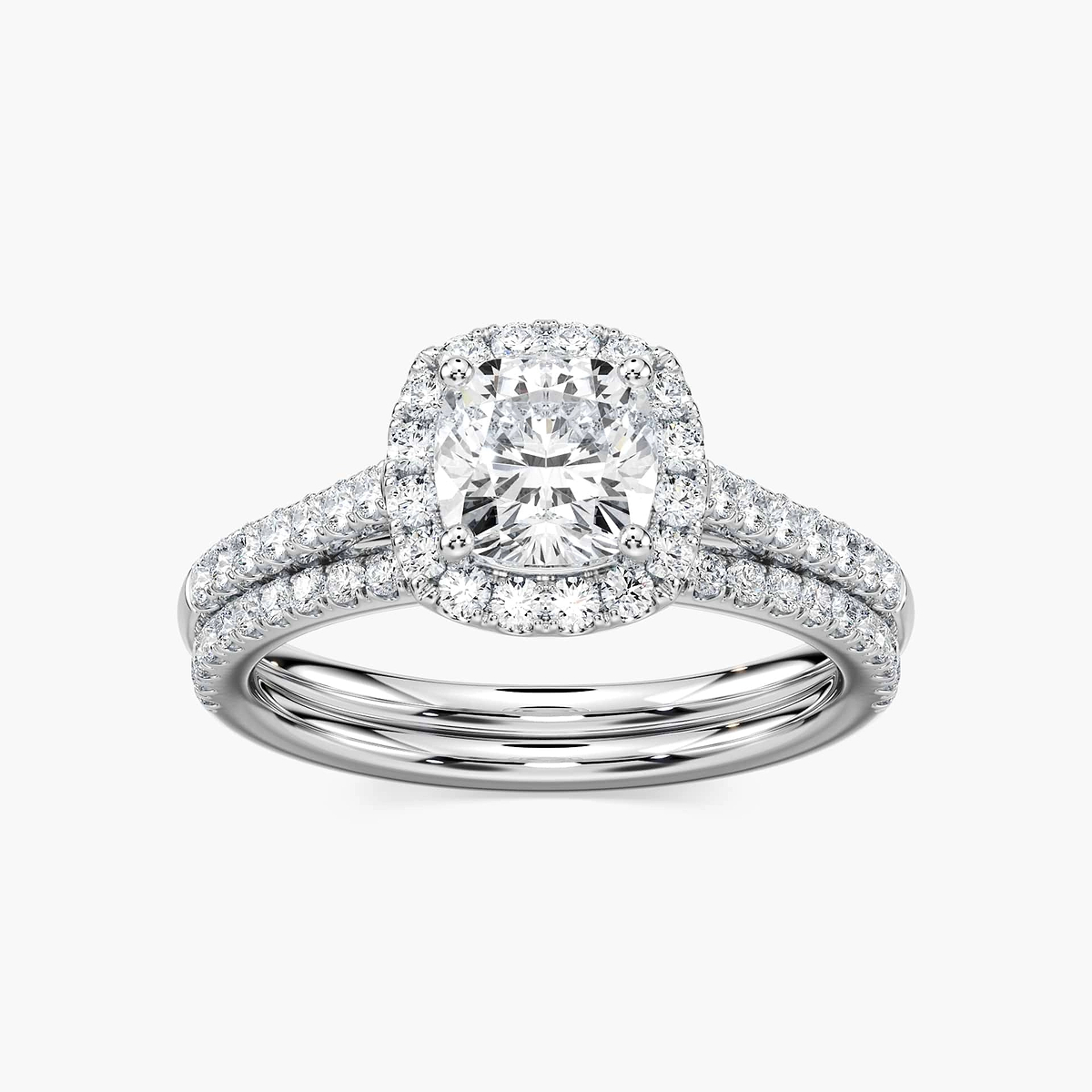 Luxe Lab Grown Diamond Halo Classic Prong Wedding Set