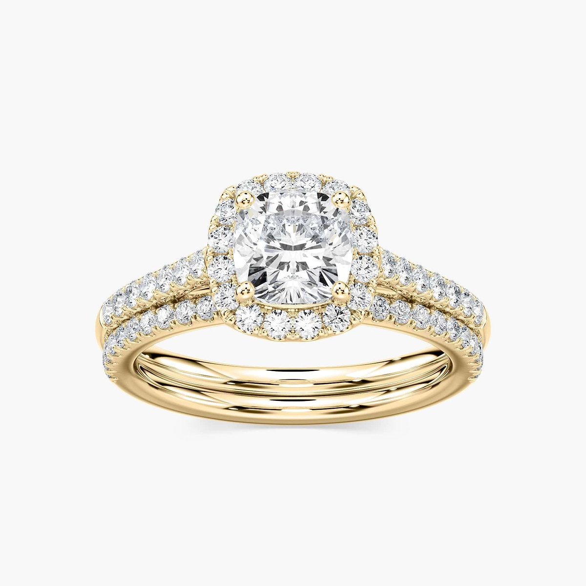 Luxe Lab Grown Diamond Halo Classic Prong Wedding Set