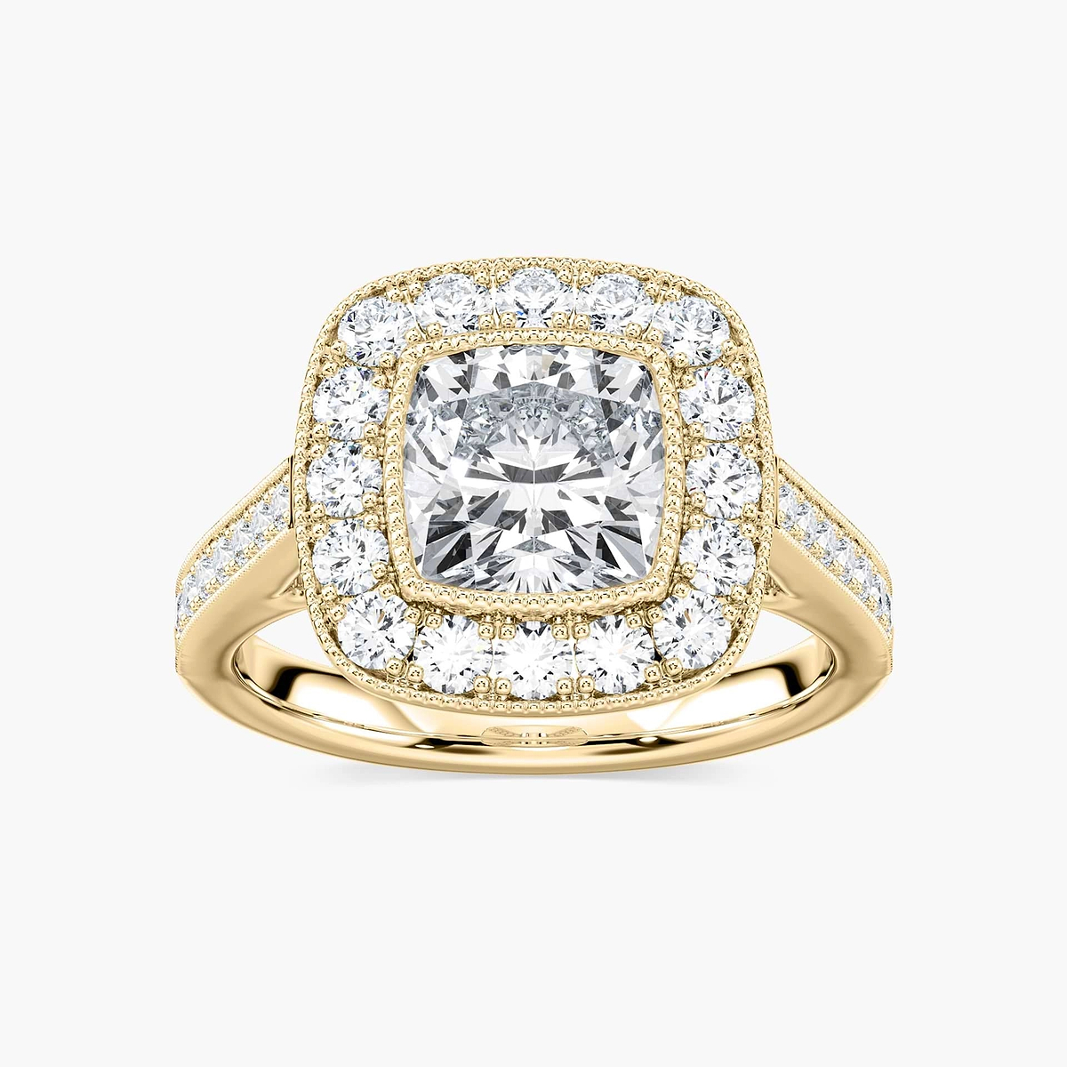 Tiffany Cushion Lab Grown Diamond Luxury Antique Vintage Halo Engagement Ring