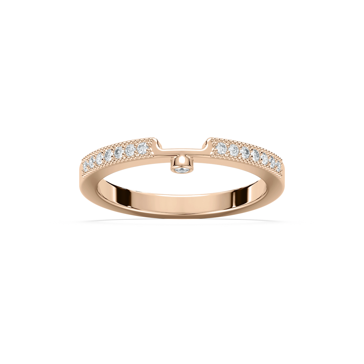 Tiffany 1/8 ctw Round Lab Grown Diamond Milgrain Curved Band