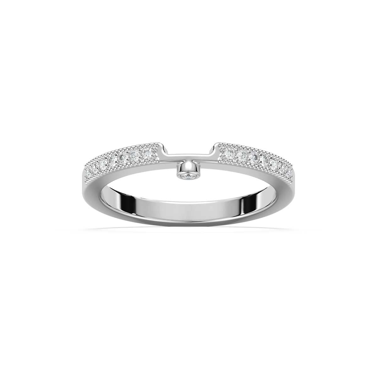 Tiffany 1/8 ctw Round Lab Grown Diamond Milgrain Curved Band