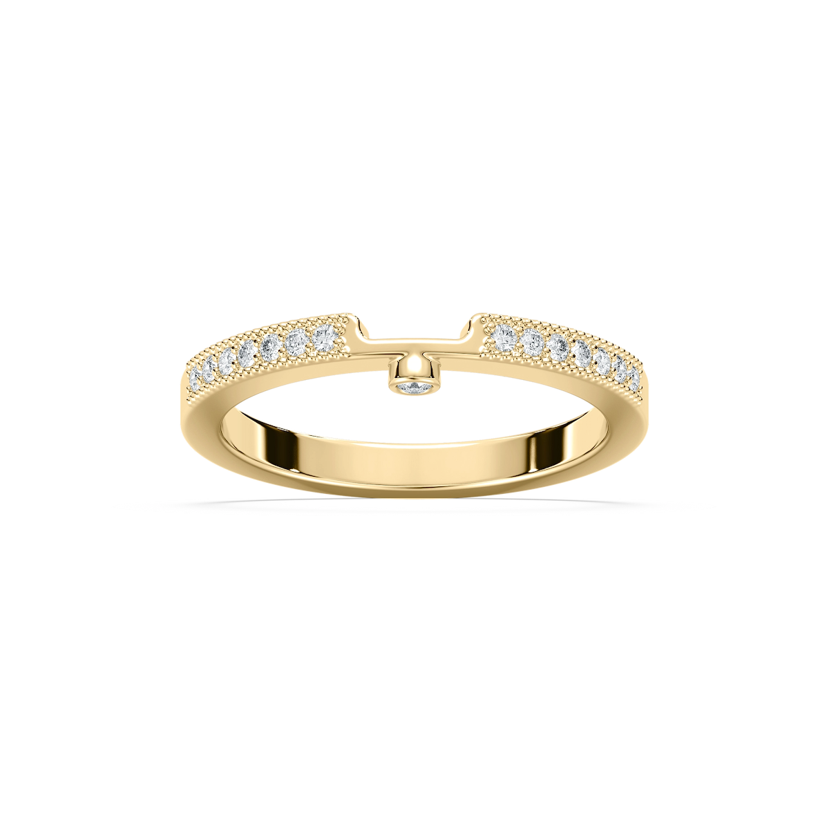 Tiffany 1/8 ctw Round Lab Grown Diamond Milgrain Curved Band