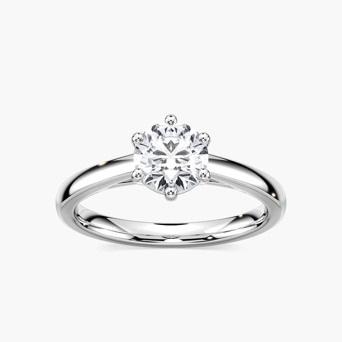 Lynn Round Lab Grown Diamond Six Prong Solitaire Engagement Ring