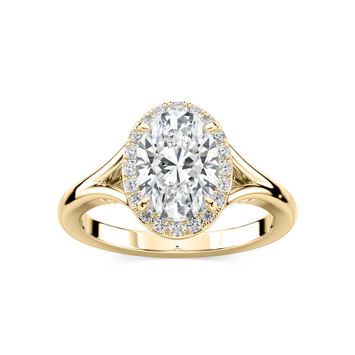 Maia Oval Lab Grown Diamond Split Shank Halo Engagement Ring