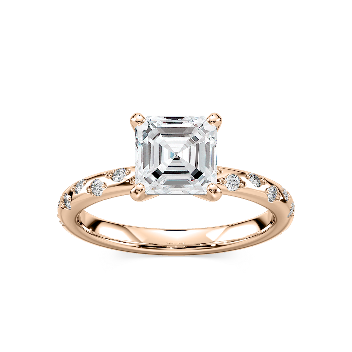 Rylee Asscher Lab Grown Diamond Scattered Side Stone Engagement Ring