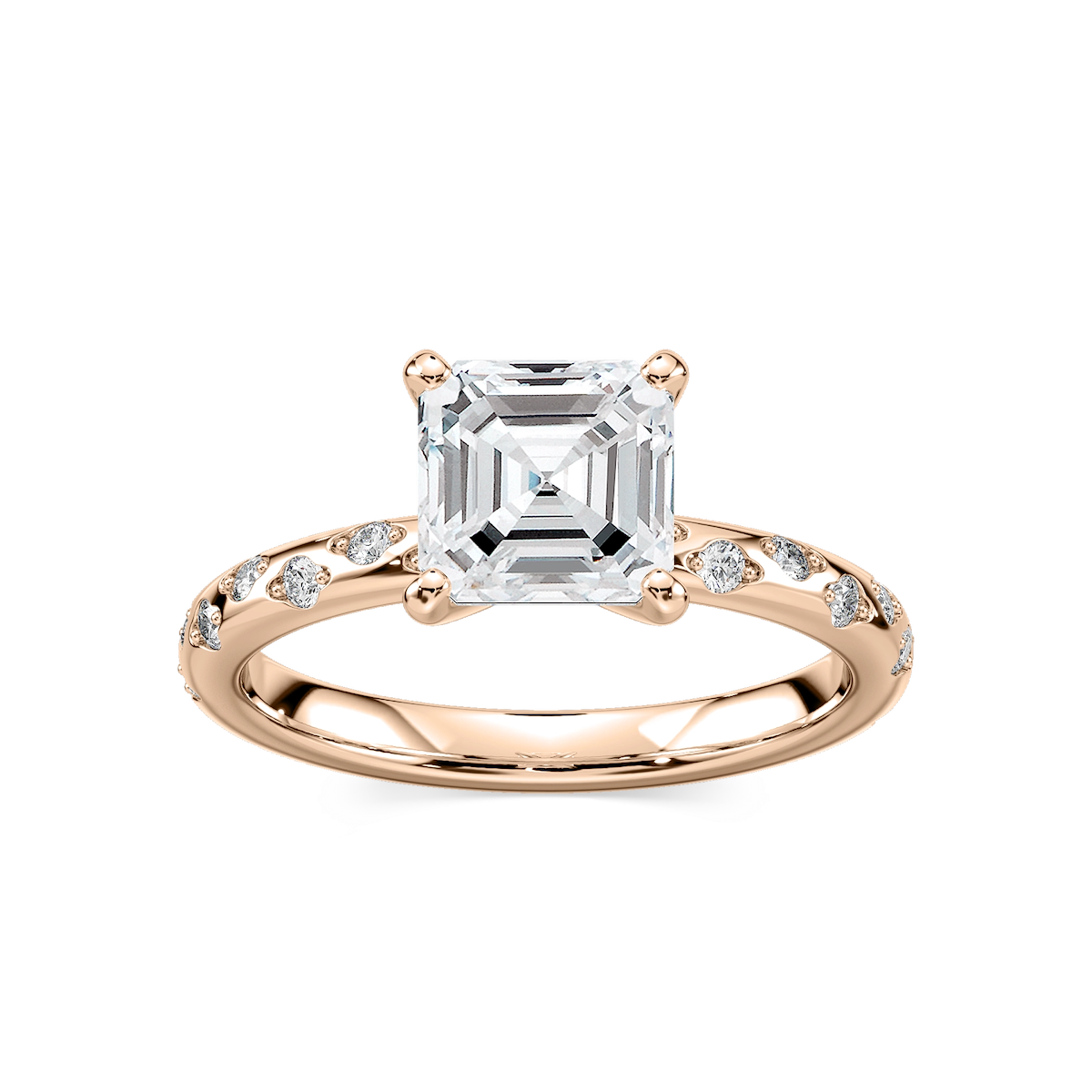 Rylee Asscher Lab Grown Diamond Scattered Side Stone Engagement Ring