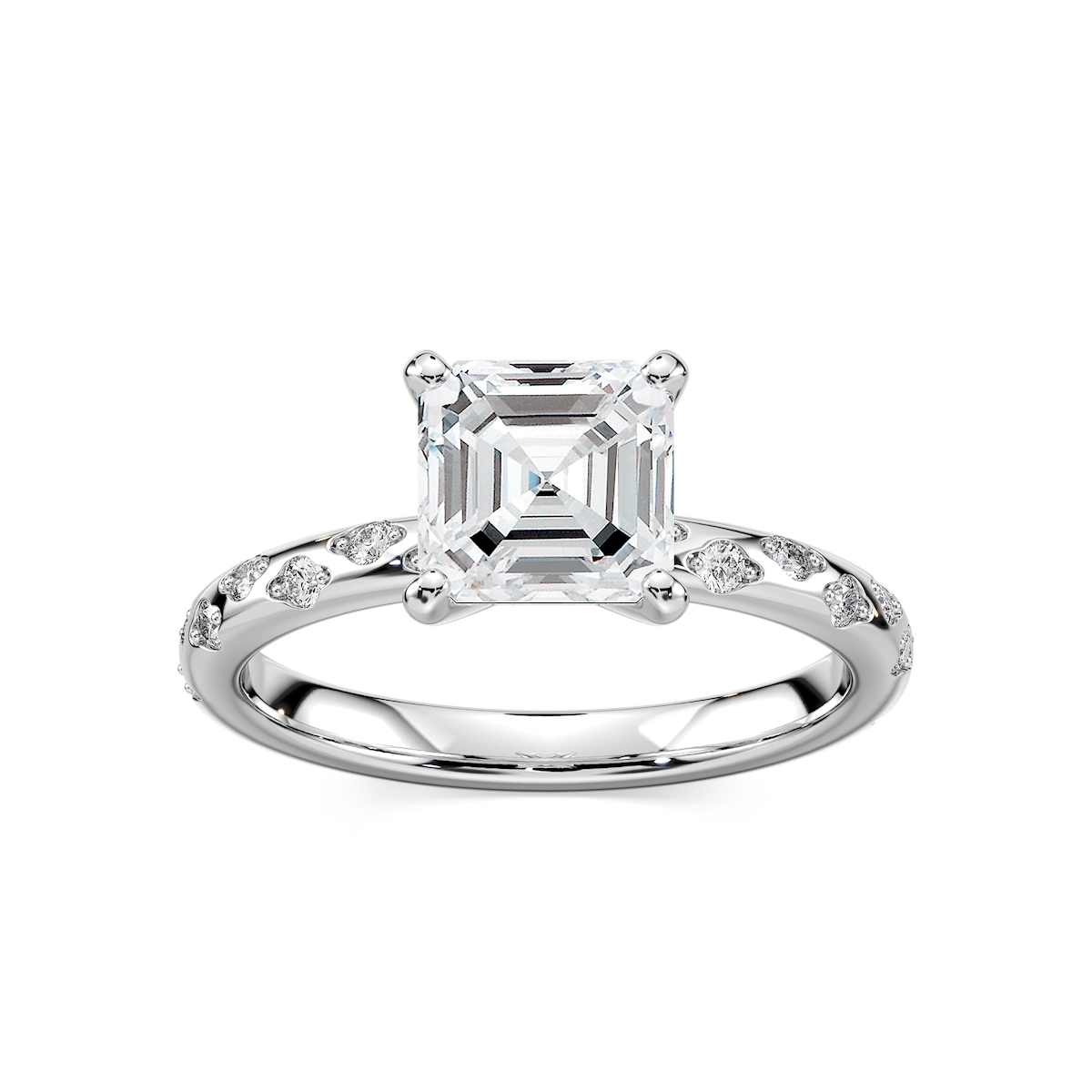 Rylee Asscher Lab Grown Diamond Scattered Side Stone Engagement Ring