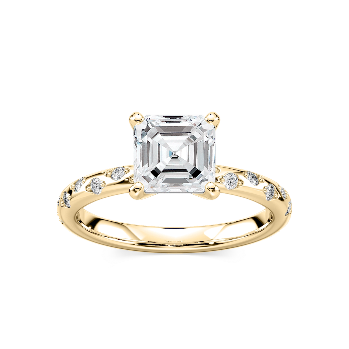 Rylee Asscher Lab Grown Diamond Scattered Side Stone Engagement Ring