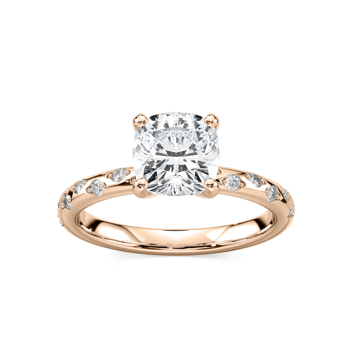 Rylee Cushion Lab Grown Diamond Scattered Side Stone Engagement Ring