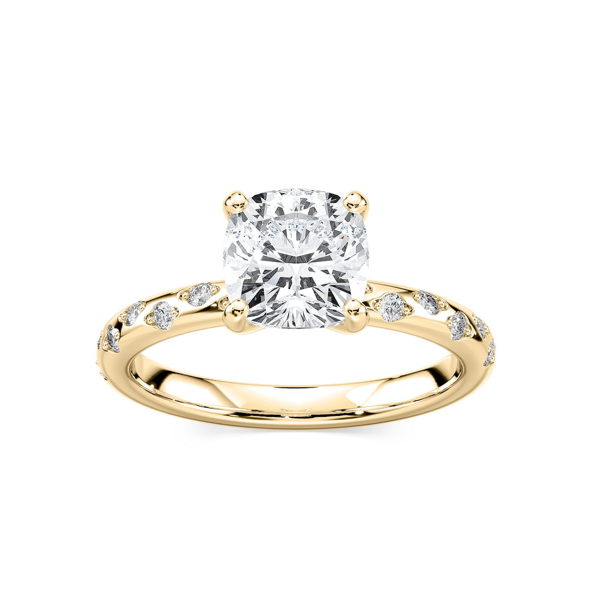 Rylee Cushion Lab Grown Diamond Scattered Side Stone Engagement Ring