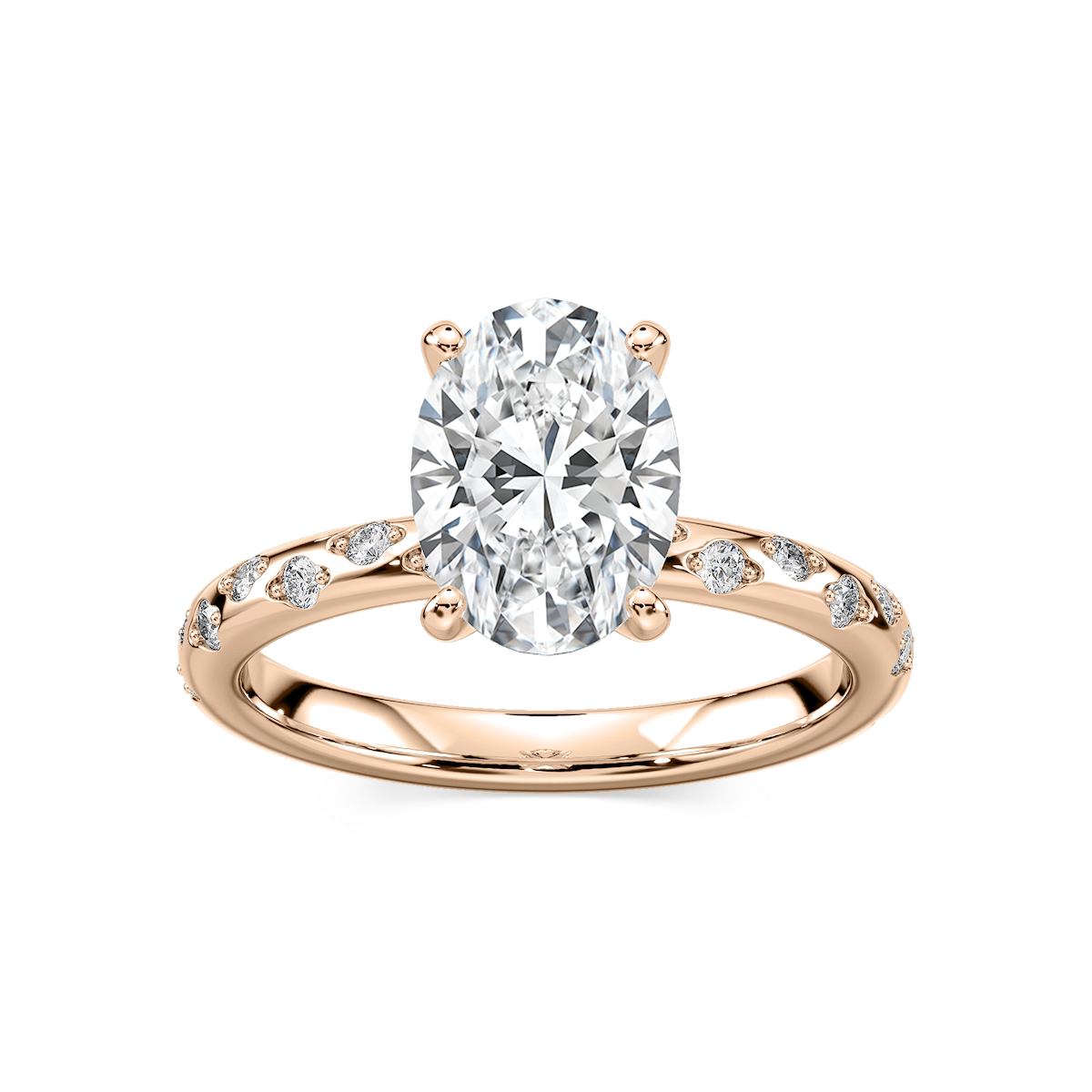 Rylee Oval Lab Grown Diamond Scattered Side Stone Engagement Ring