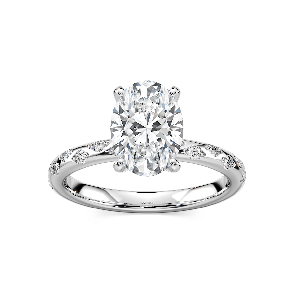 Rylee Oval Lab Grown Diamond Scattered Side Stone Engagement Ring