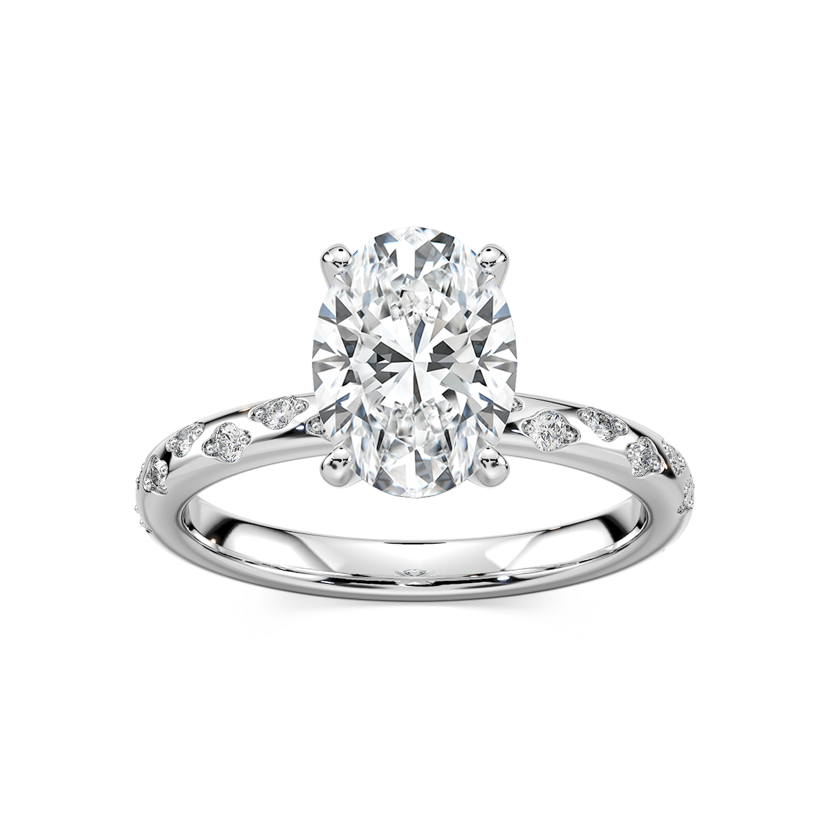 Rylee Oval Lab Grown Diamond Scattered Side Stone Engagement Ring