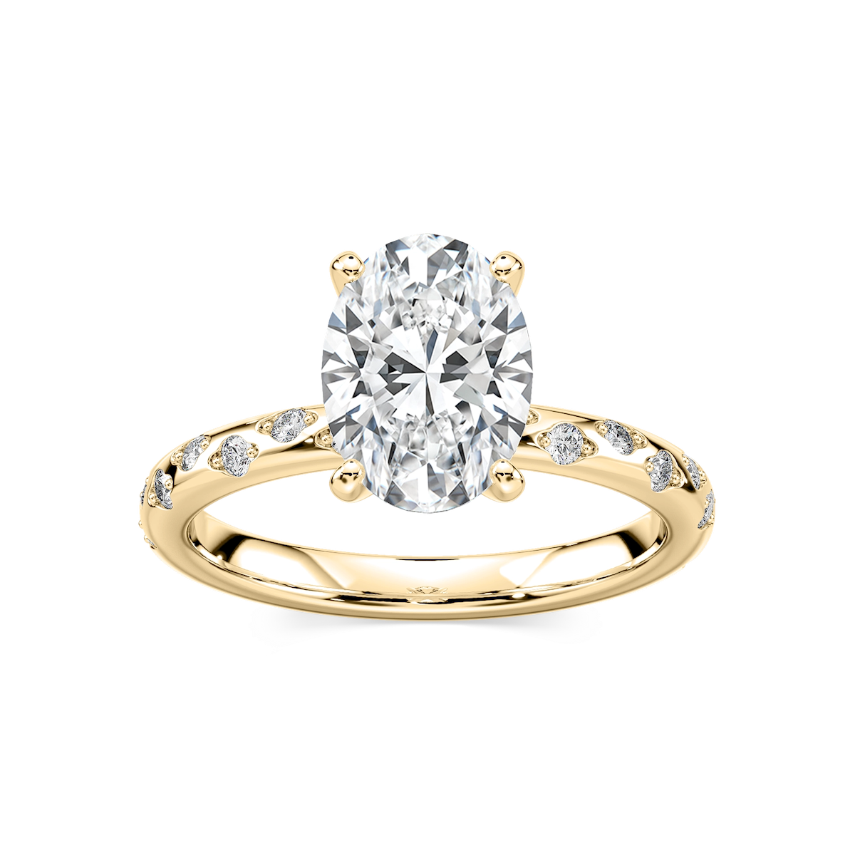 Rylee Oval Lab Grown Diamond Scattered Side Stone Engagement Ring