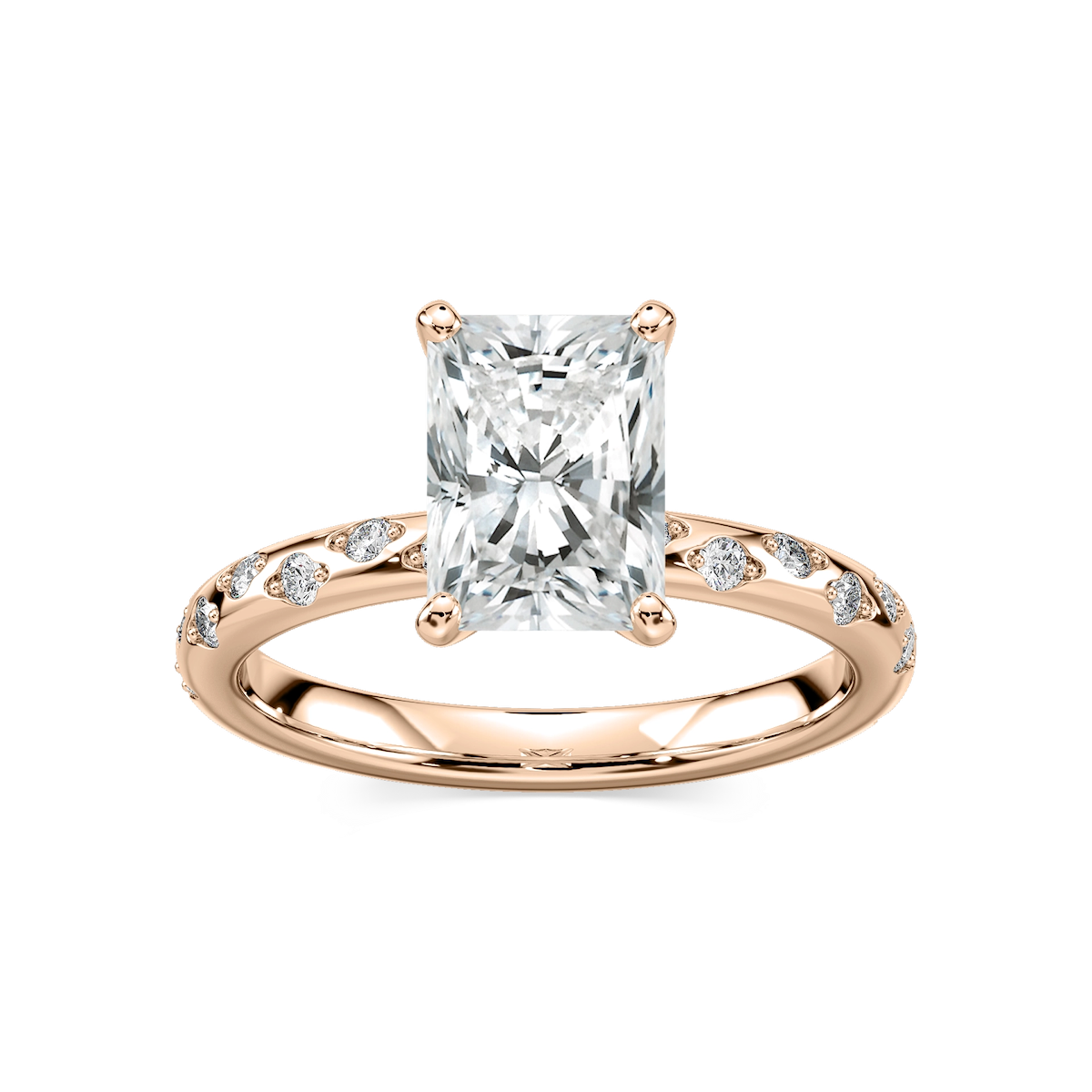Rylee Radiant Lab Grown Diamond Scattered Side Stone Engagement Ring