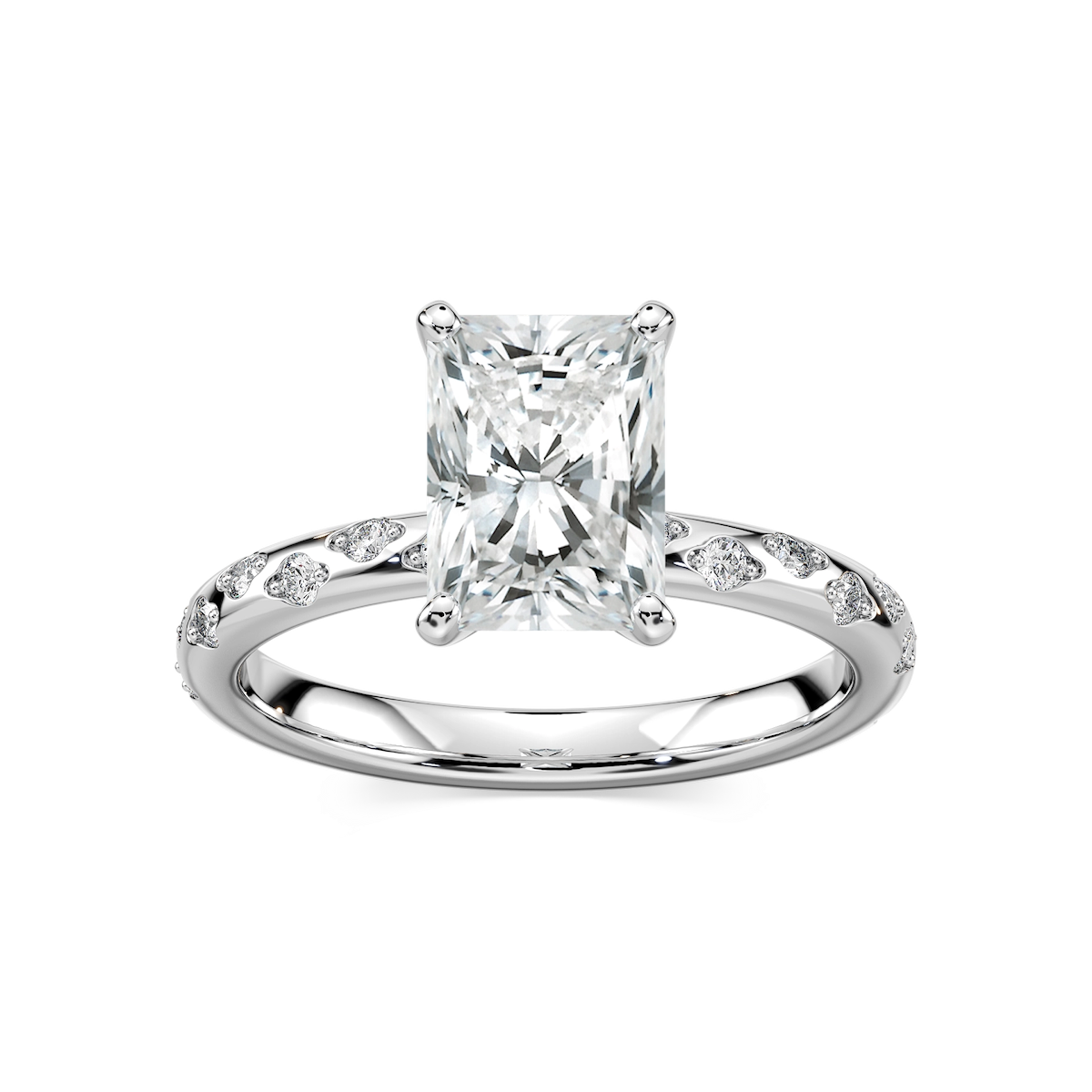 Rylee Radiant Lab Grown Diamond Scattered Side Stone Engagement Ring