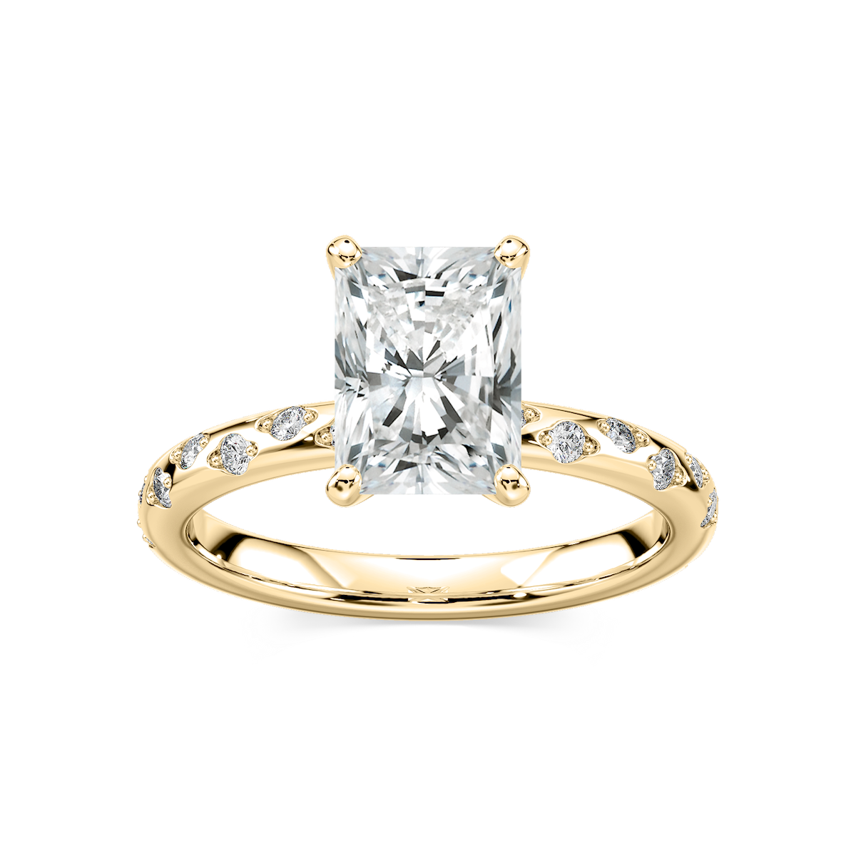Rylee Radiant Lab Grown Diamond Scattered Side Stone Engagement Ring