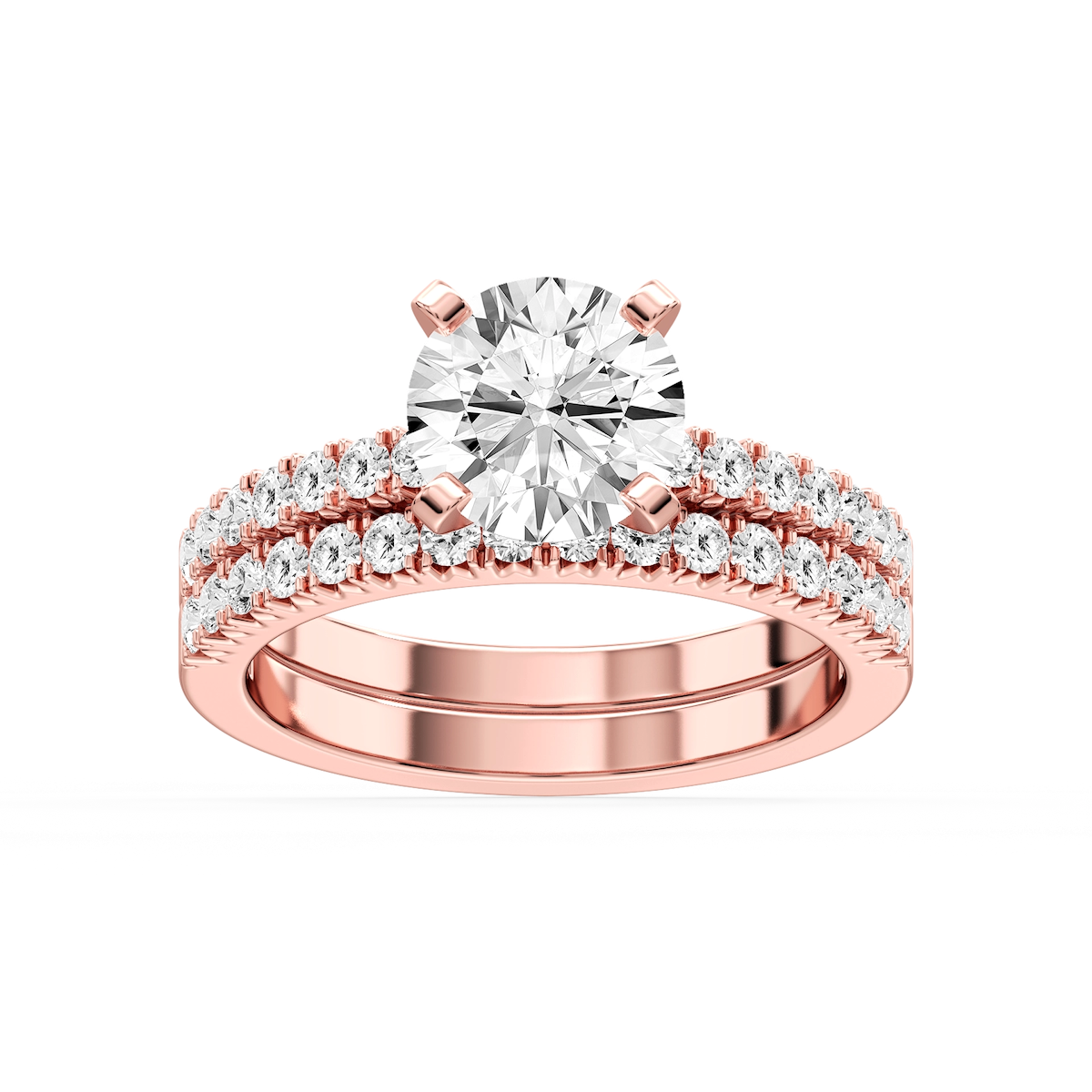 Marilyn Lab Grown Diamond Three Quarter Prong and Engraved Wedding Set