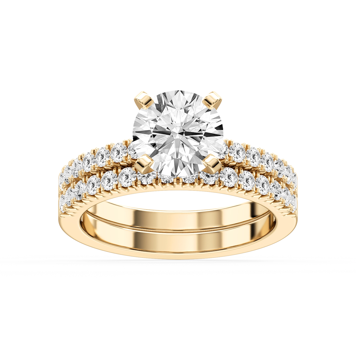 Marilyn Lab Grown Diamond Three Quarter Prong and Engraved Wedding Set