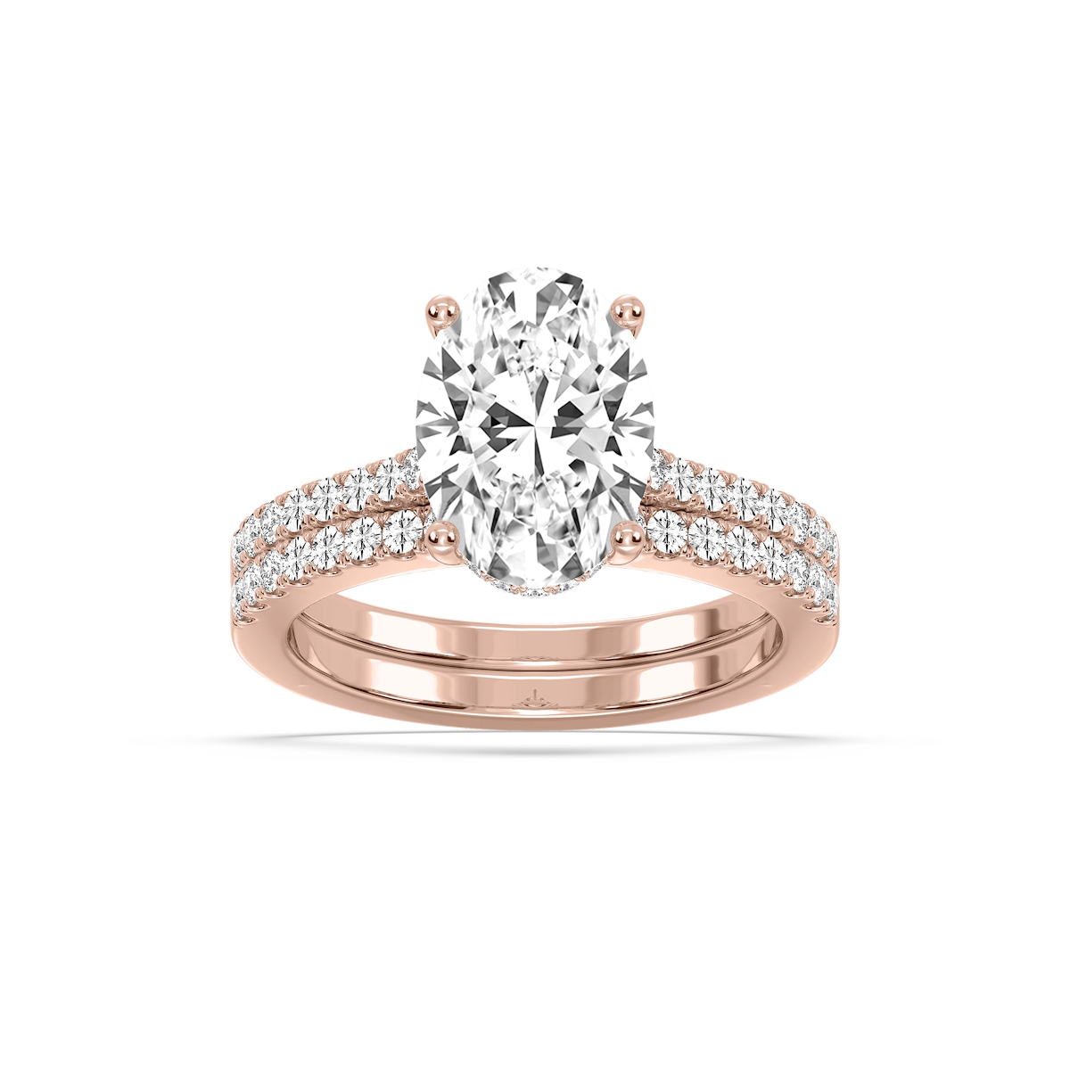 Marjorie 3 ½ ctw Oval Lab Grown Diamond Classic Prong Hidden Halo Wedding Set  