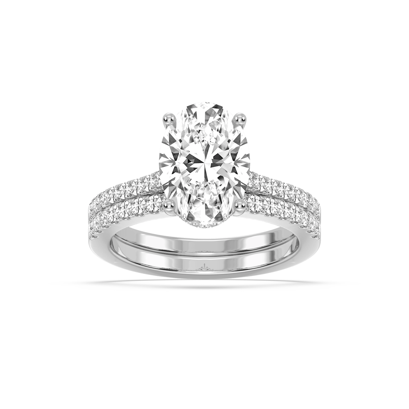 Marjorie 3 ½ ctw Oval Lab Grown Diamond Classic Prong Hidden Halo Wedding Set  