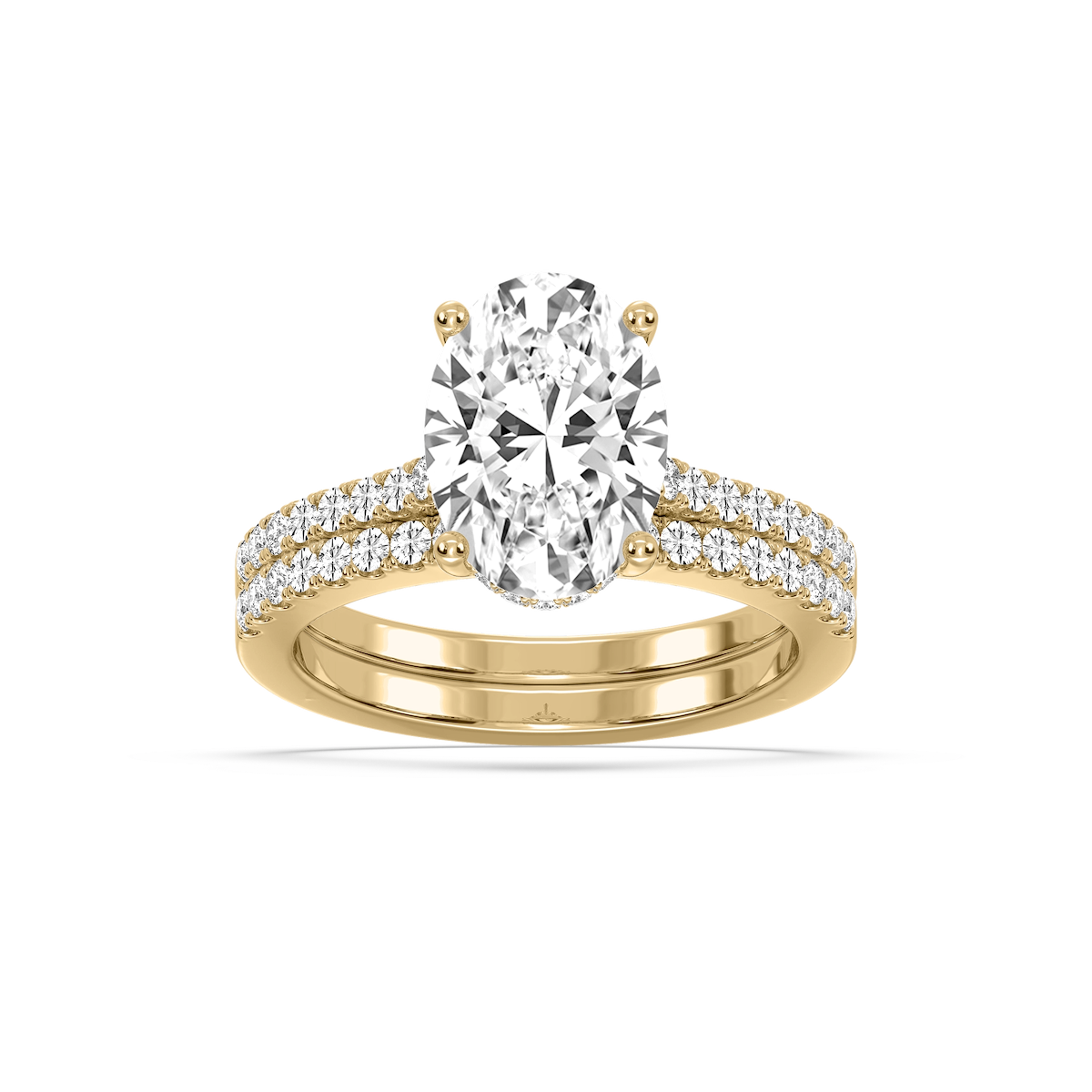 Marjorie 3 ½ ctw Oval Lab Grown Diamond Classic Prong Hidden Halo Wedding Set  