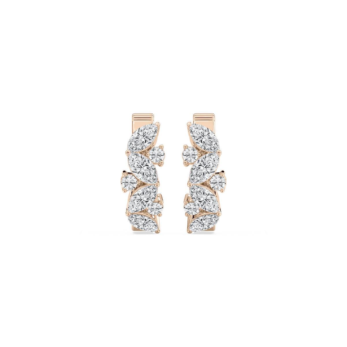 1 ctw Marquise and Round Lab Grown Diamond Petite Huggie Hoop Earrings
