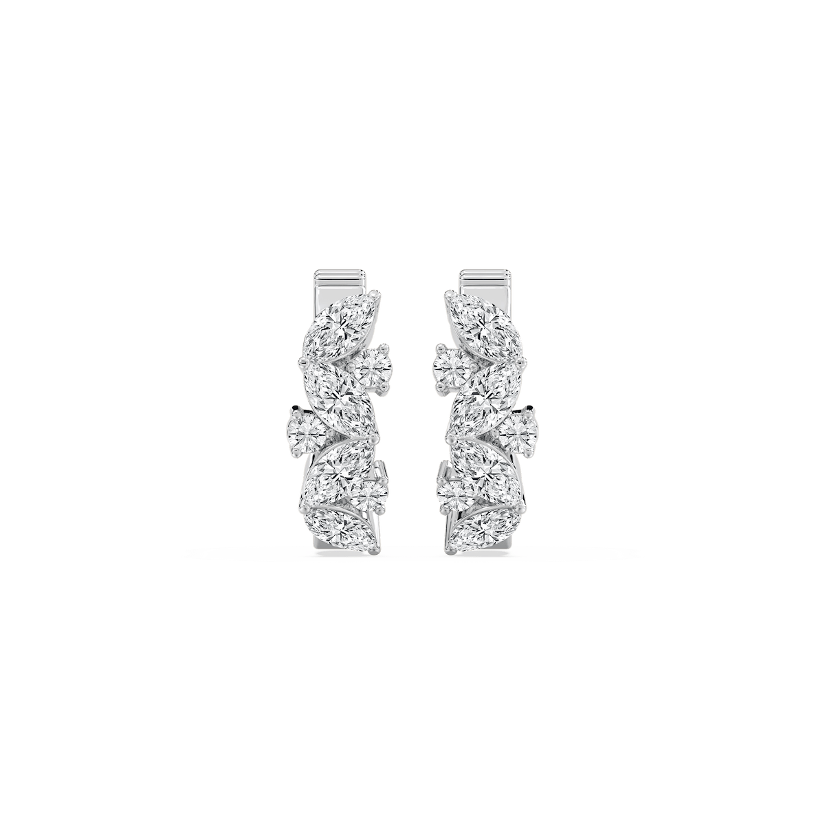 1 ctw Marquise and Round Lab Grown Diamond Petite Huggie Hoop Earrings