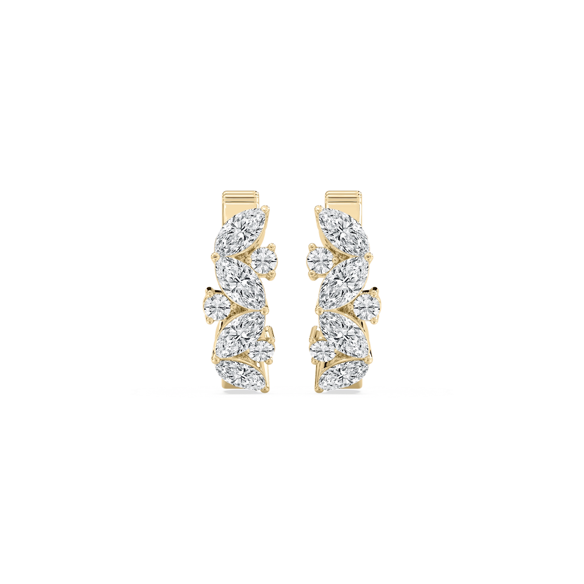 1 ctw Marquise and Round Lab Grown Diamond Petite Huggie Hoop Earrings