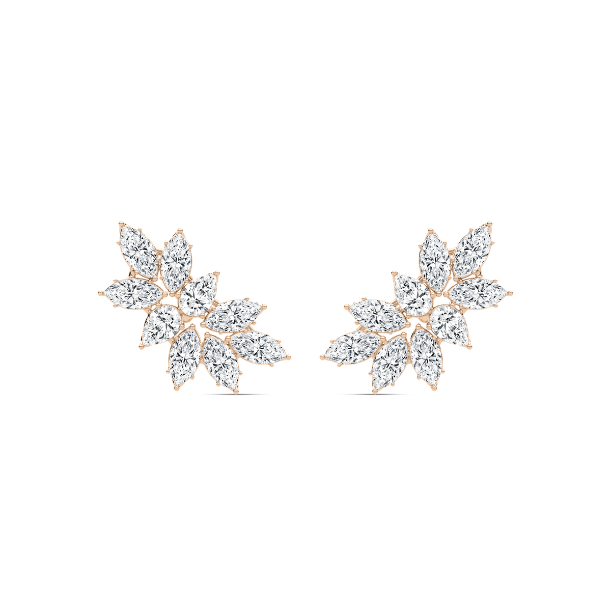 5 ⅖ ctw Marquise Cluster Leaf Stud Earrings