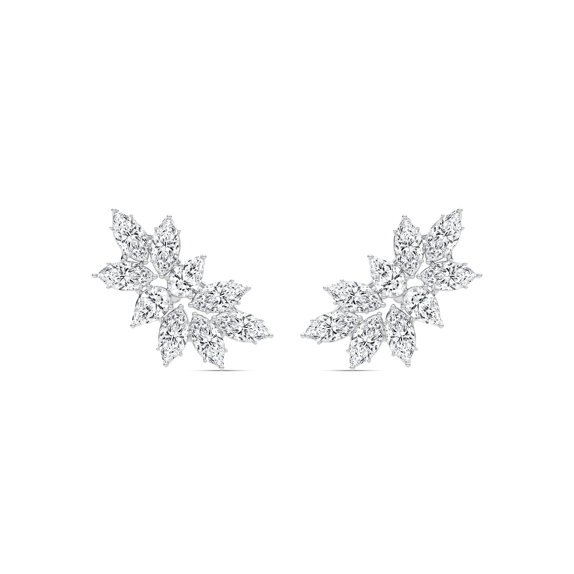 5 ⅖ ctw Marquise Cluster Leaf Stud Earrings
