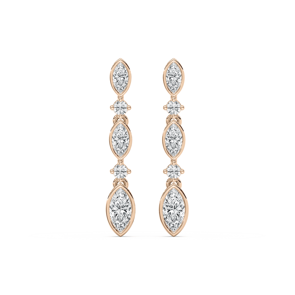 5/8 ctw Marquise and Round Lab Grown Diamond Drop Earrings