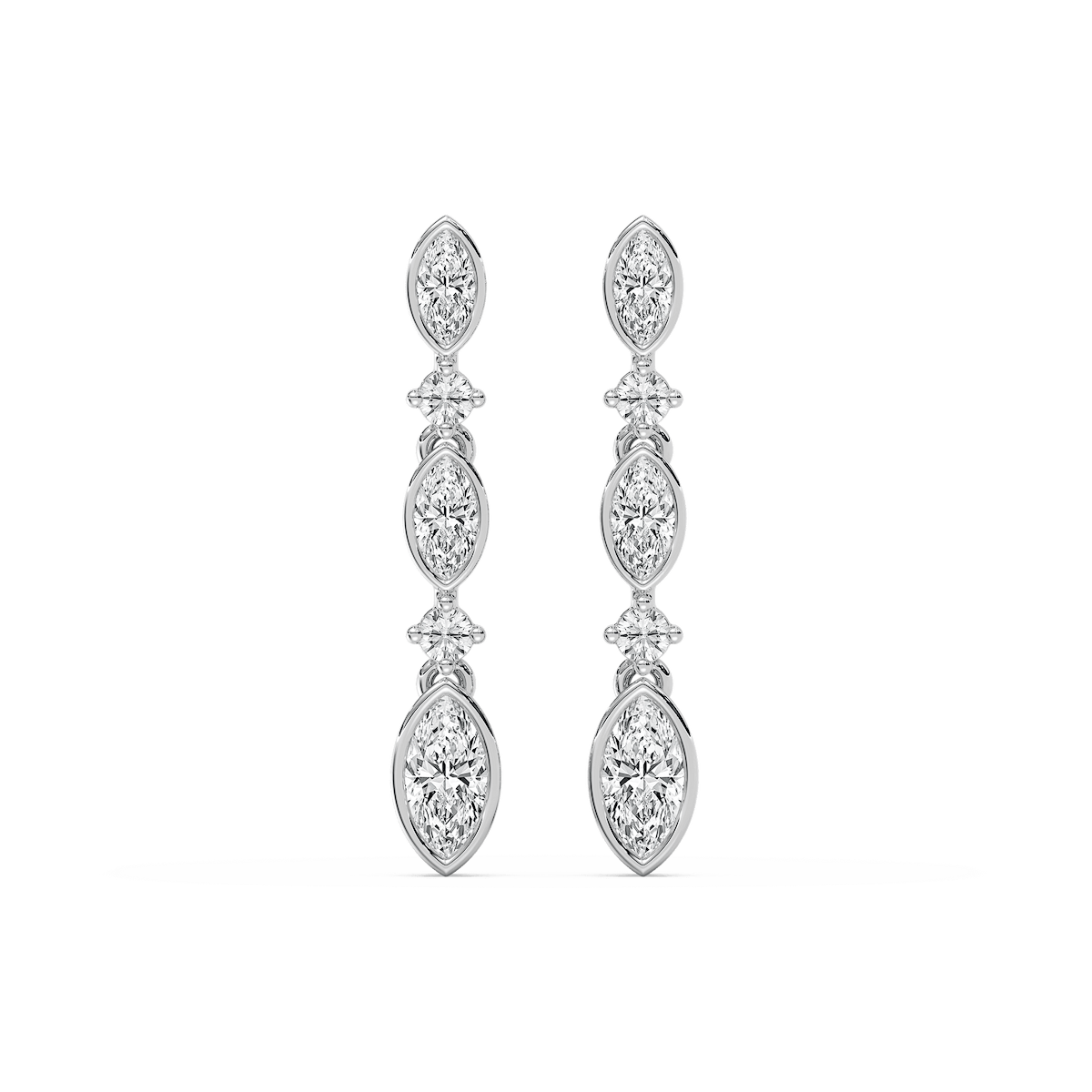 5/8 ctw Marquise and Round Lab Grown Diamond Drop Earrings