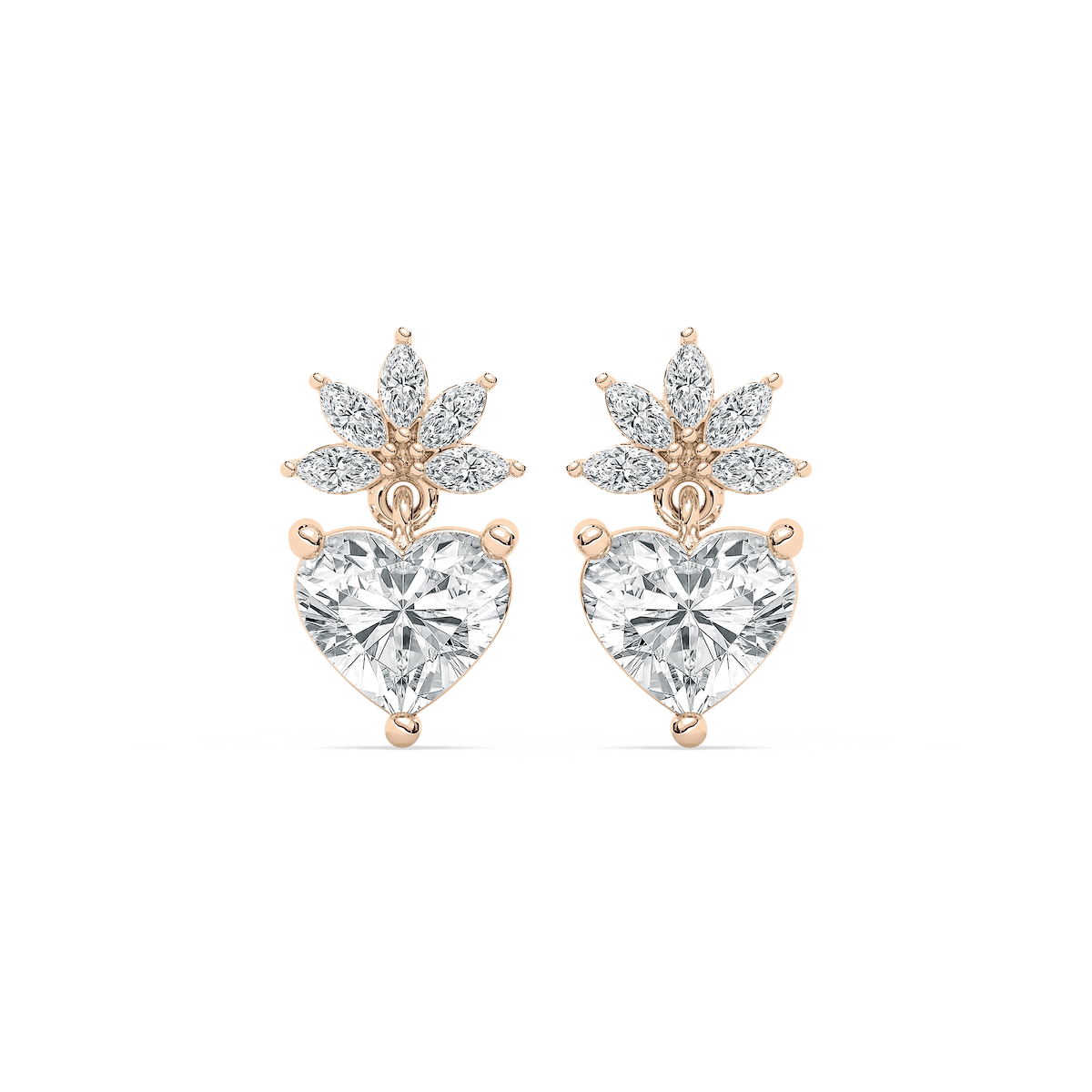 2 ¹⁄₄ ctw Heart & Marquise Lab Grown Diamond Flowering Drop Earrings